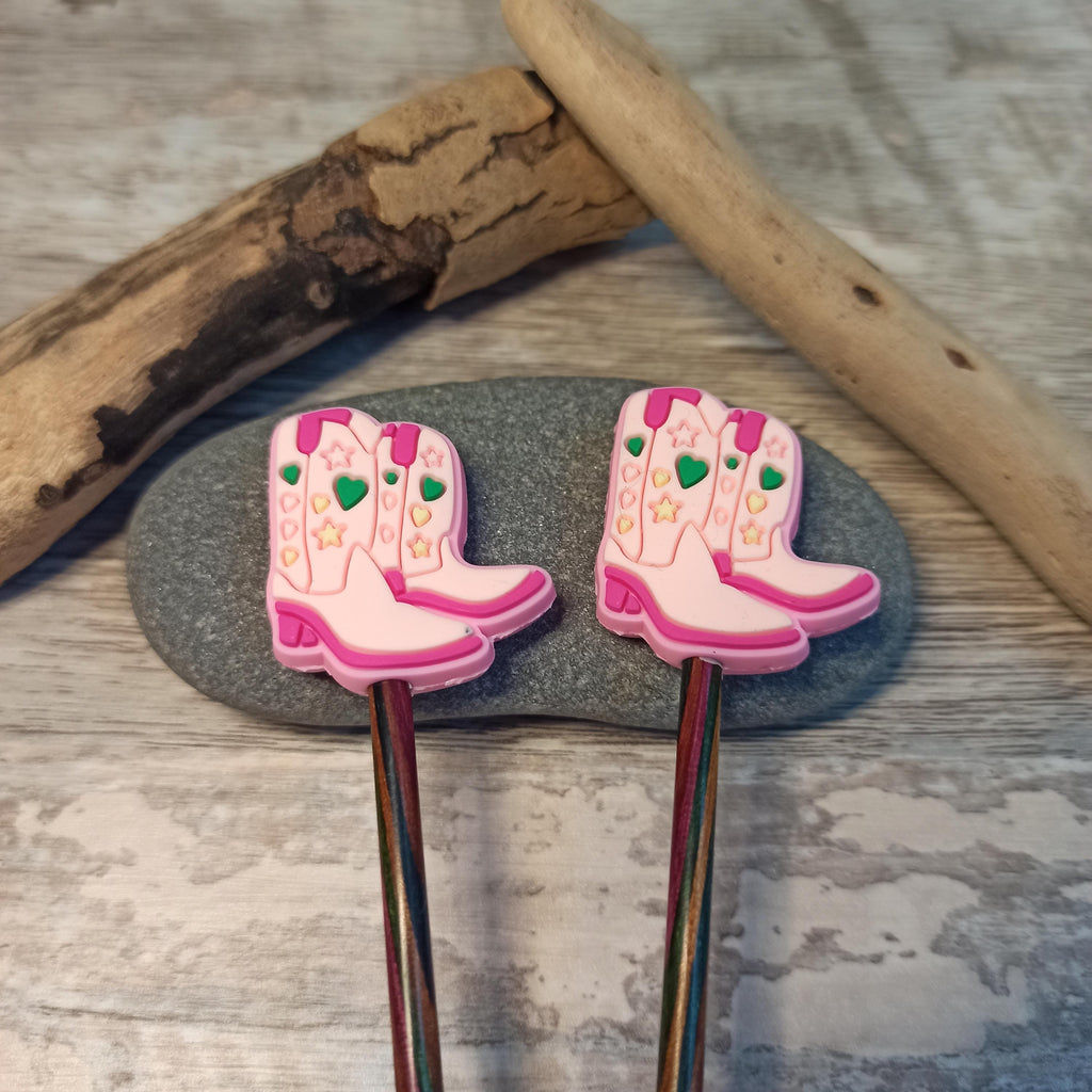 Cowboy Boots - Western - Cow Girl - Yellowstone Pink - Silicone - Knitting - Knits - Yarn- Notions - Point Protectors - Holder
