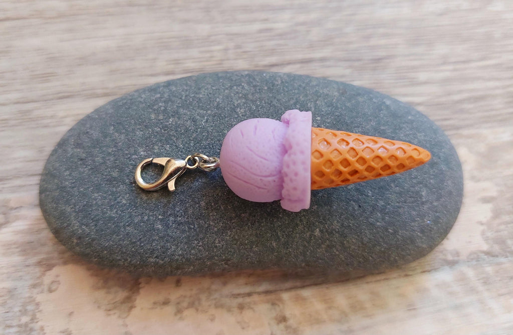 Summer Rum and Raisin or Lavender Ice Cream Stitch Marker | Knitting & Crochet Progress Keeper | Cute Beachy Ocean Charm