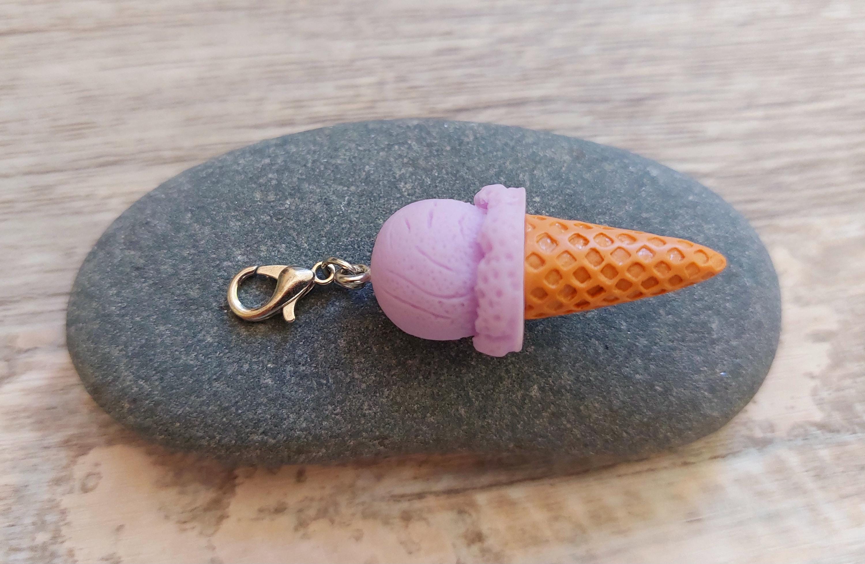 Summer Rum and Raisin or Lavender Ice Cream Stitch Marker | Knitting & Crochet Progress Keeper | Cute Beachy Ocean Charm