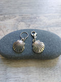 Collection of 3 Silver Clam Shell Stitch Markers for Knitting & Crochet | Coastal Ocean Project Keeper Set |