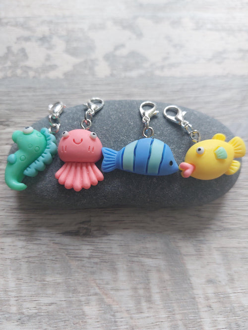 Blue Clownfish Stitch Marker for Knitting & Crochet | Coastal Ocean Project Keeper | Cute Beachy Yarn Lover Gift