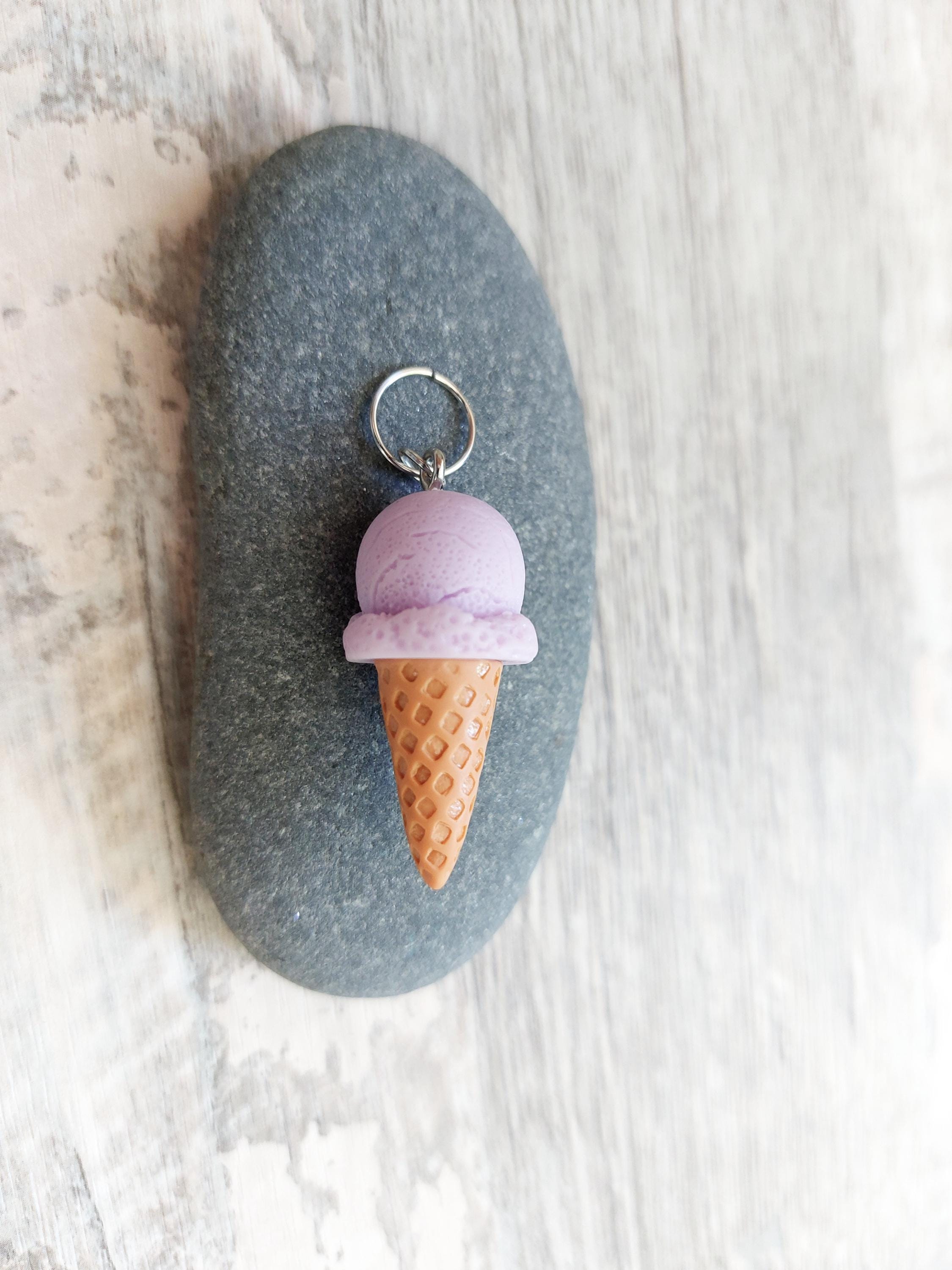 Summer Rum and Raisin or Lavender Ice Cream Stitch Marker | Knitting & Crochet Progress Keeper | Cute Beachy Ocean Charm