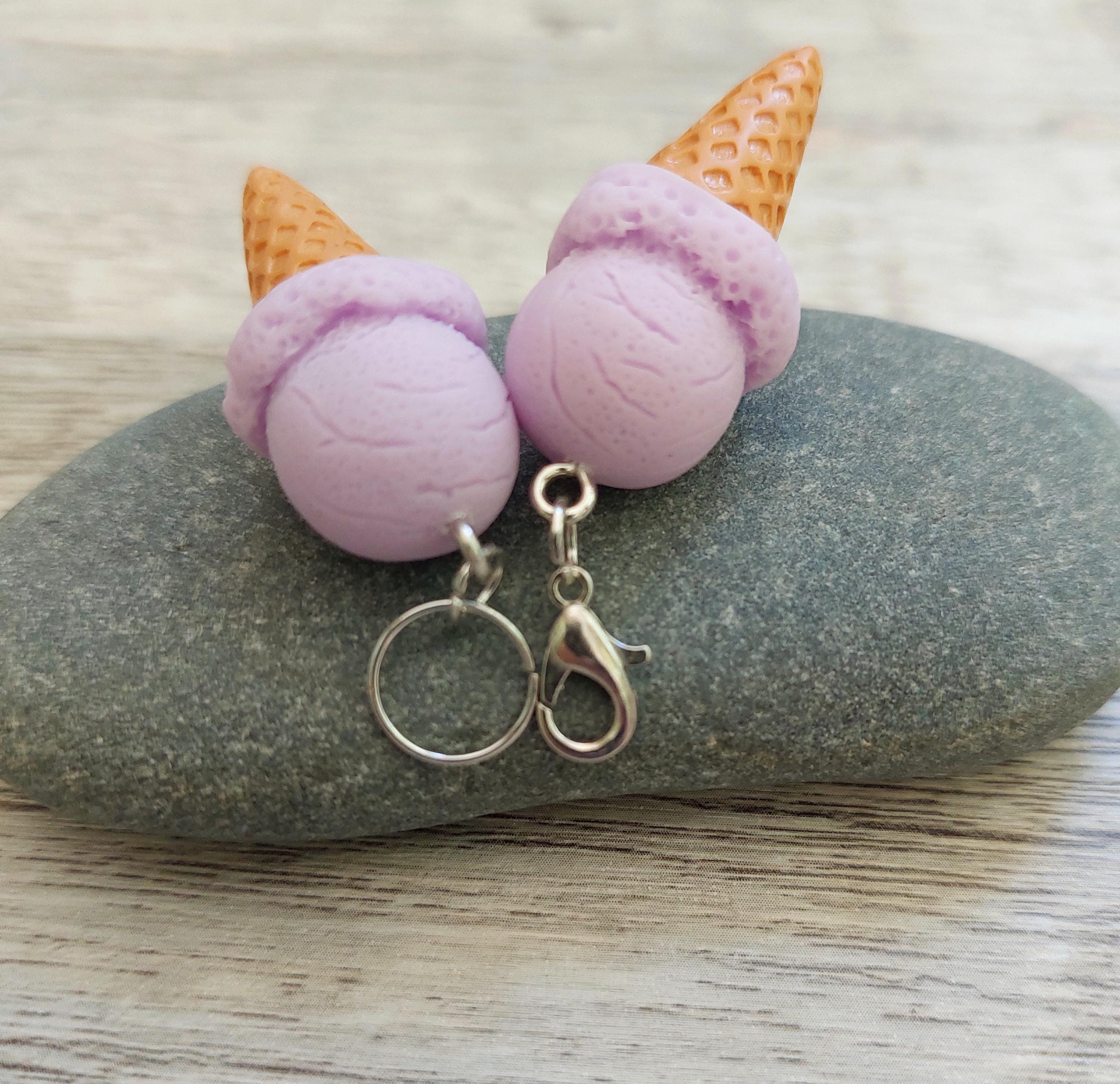 Summer Rum and Raisin or Lavender Ice Cream Stitch Marker | Knitting & Crochet Progress Keeper | Cute Beachy Ocean Charm