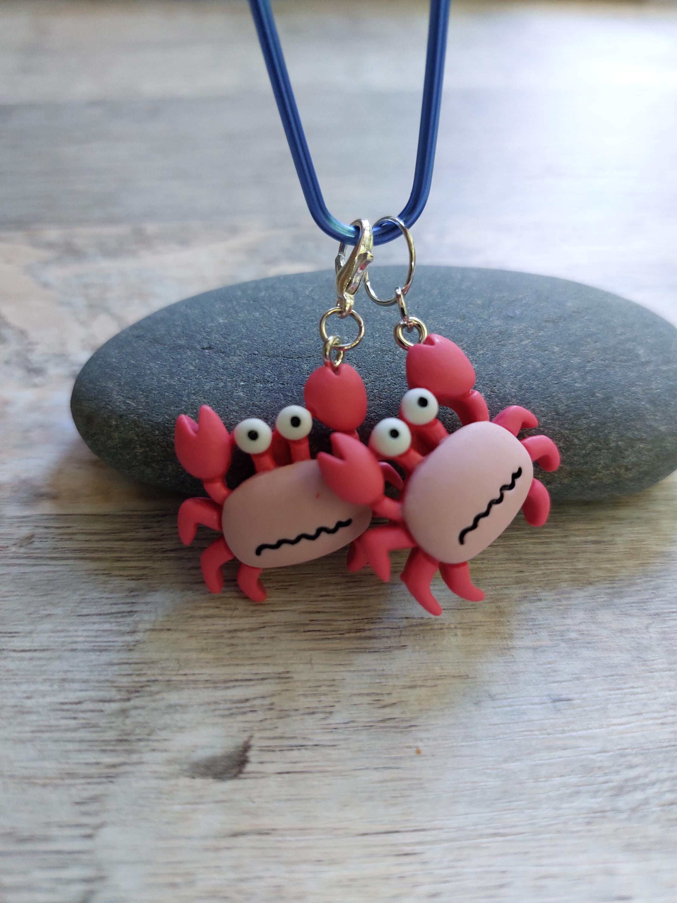 Collection of 5 Pink Crab Stitch Markers for Knitting & Crochet | Coastal Ocean Project Keeper | Cute Beachy Yarn Lover Gift