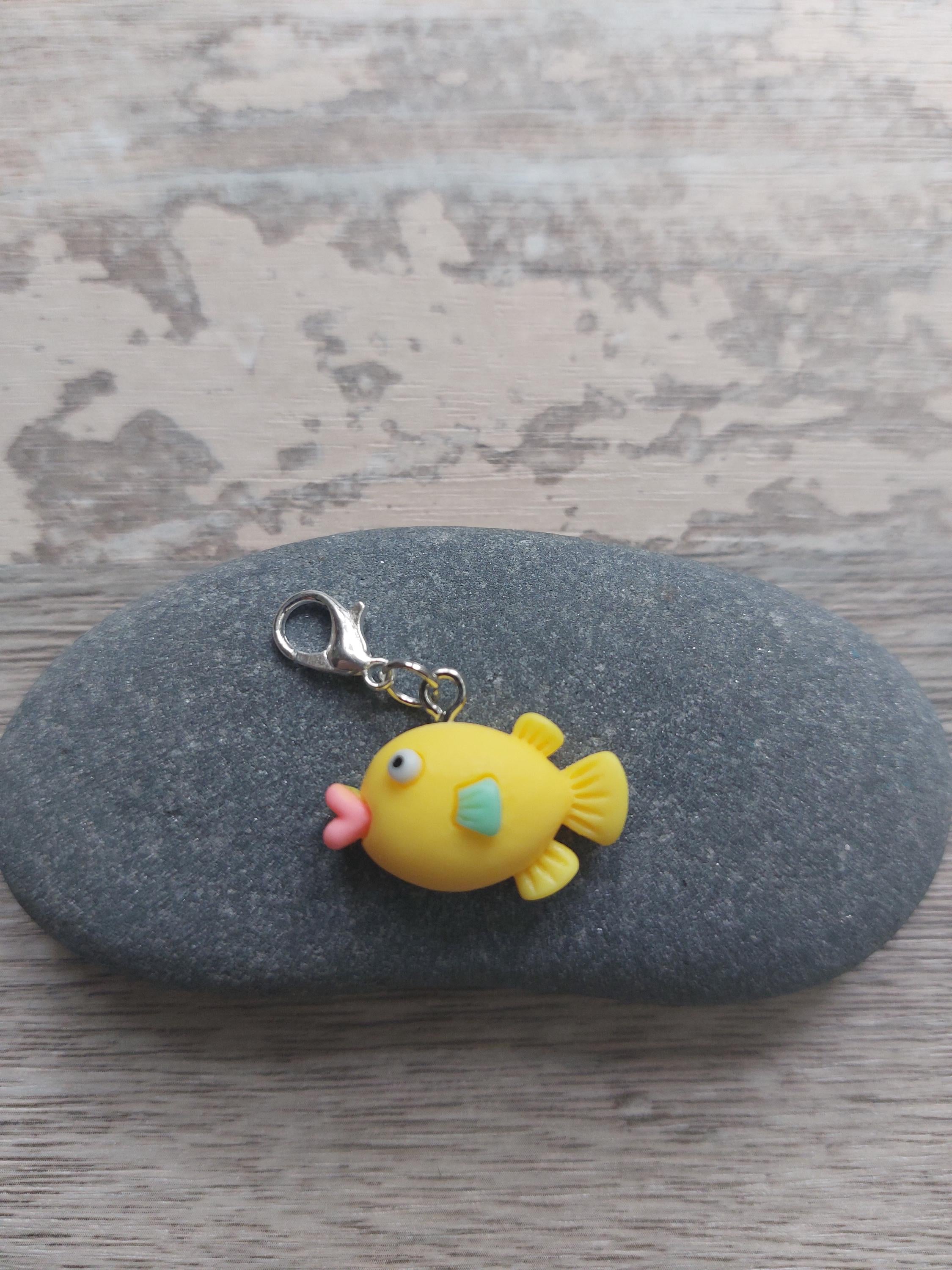 Yellow Puffer Fish Stitch Marker