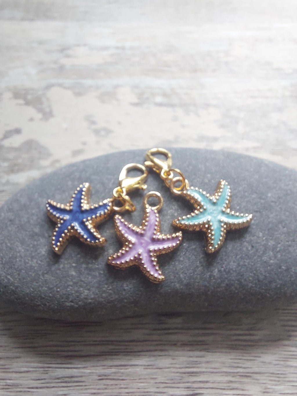 Collection of 3 Coloured Starfish Stitch Markers for Knitting & Crochet | Coastal Ocean Project Keeper Set | Beachy Yarn Lover Gift