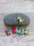Happy Dinosaur Stitch Marker | Cute and Fun Knitting & Crochet Accessory | Tiny Yarn Project Keeper