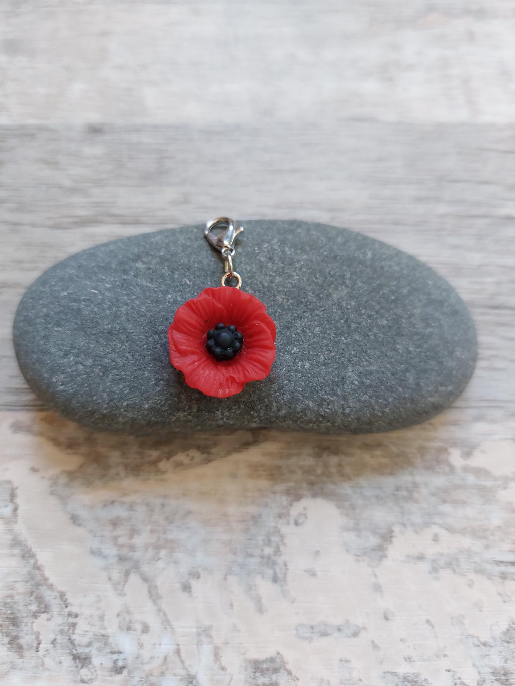Bright Red Resin Poppy Stitch Marker