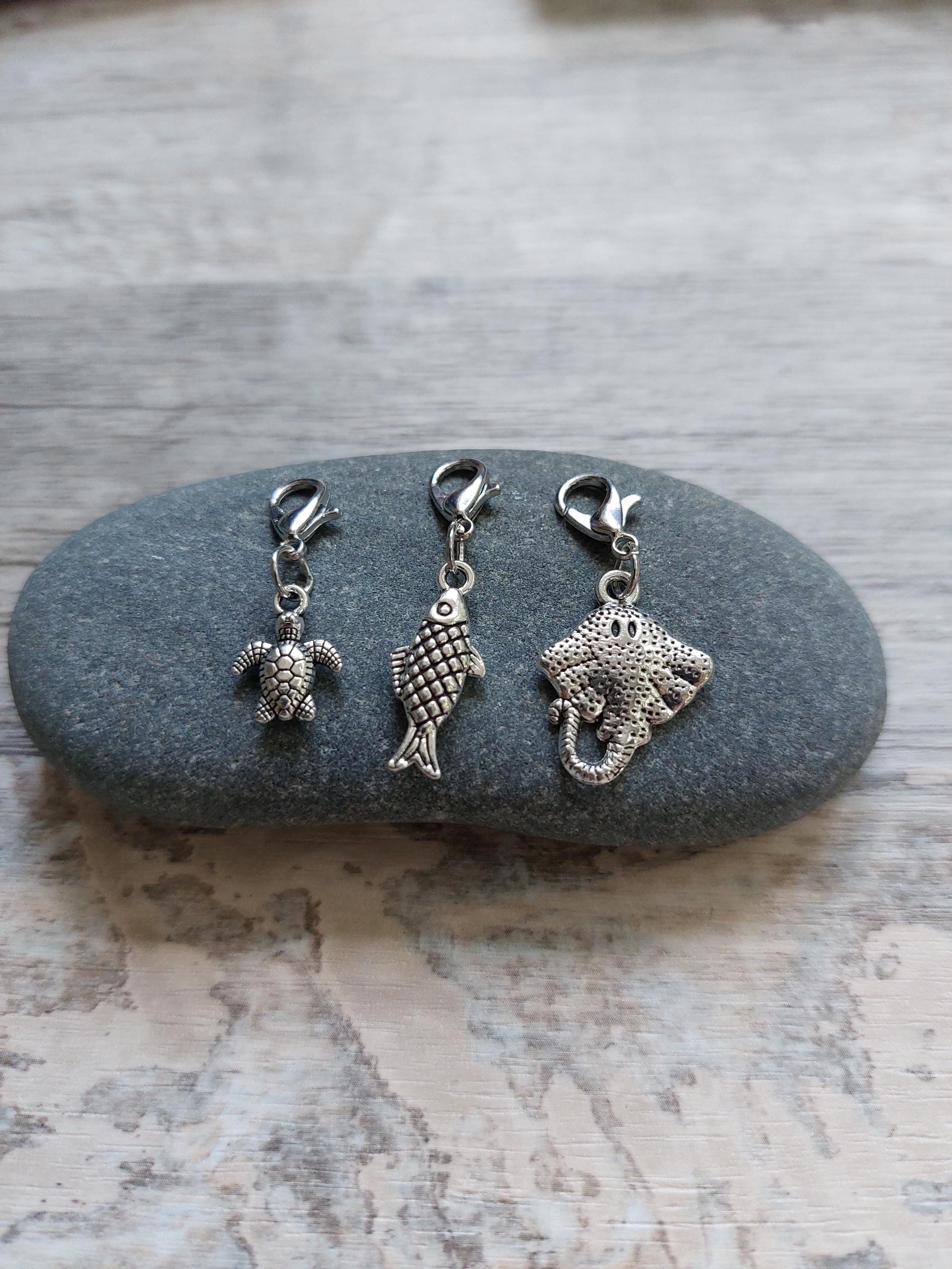 Collection of 3 Ocean Stitch Markers- Turtle, Manta Ray and Fish