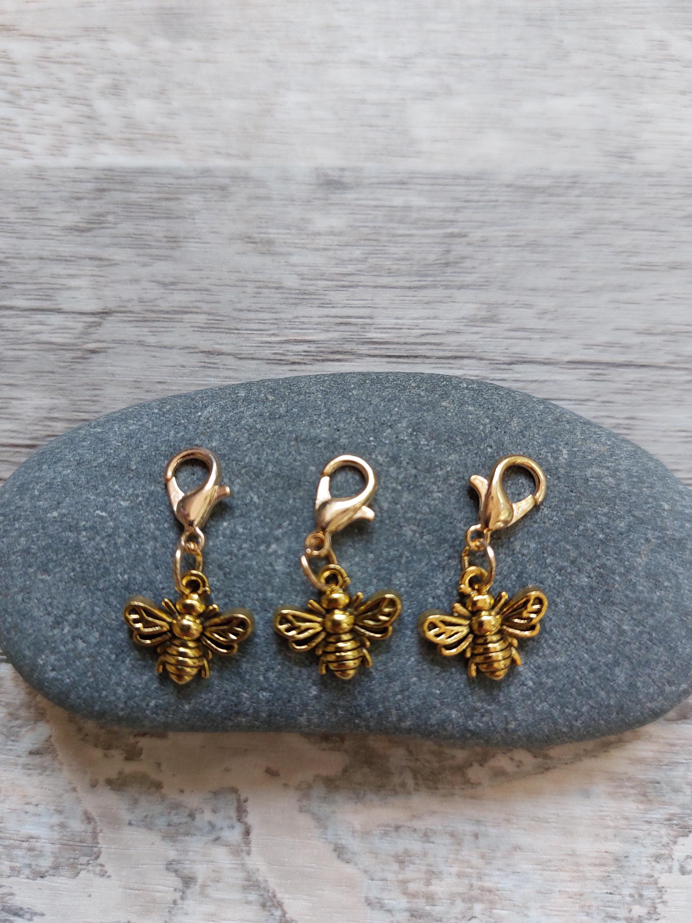 Collection of 3 Golden Bumble Bee Stitch Markers
