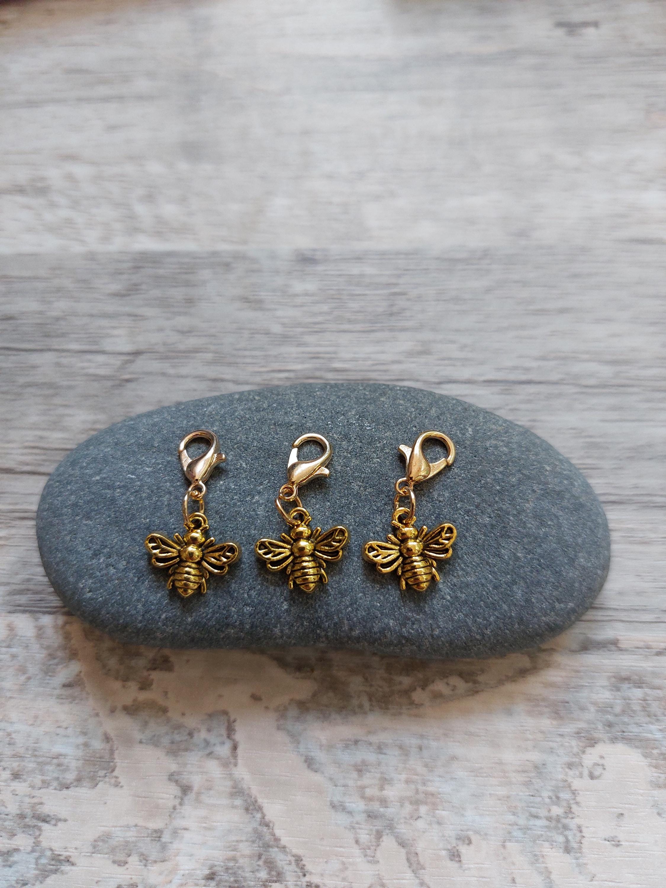Collection of 3 Golden Bumble Bee Stitch Markers