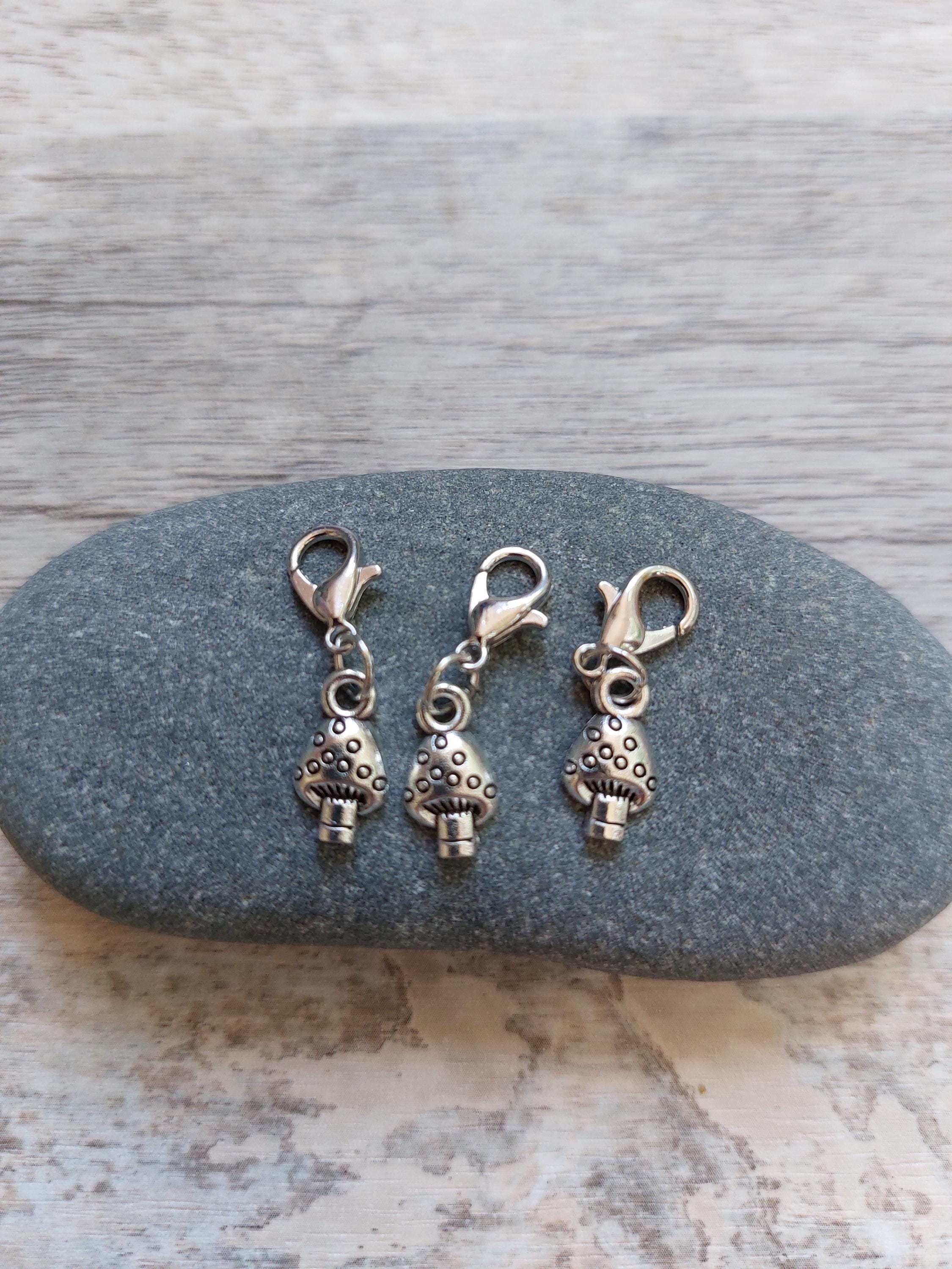 Collection of 3 Mini Mushroom Toadstool Stitch Markers for Knitting & Crochet | Woodland Project Keeper Set | Knitting Notions
