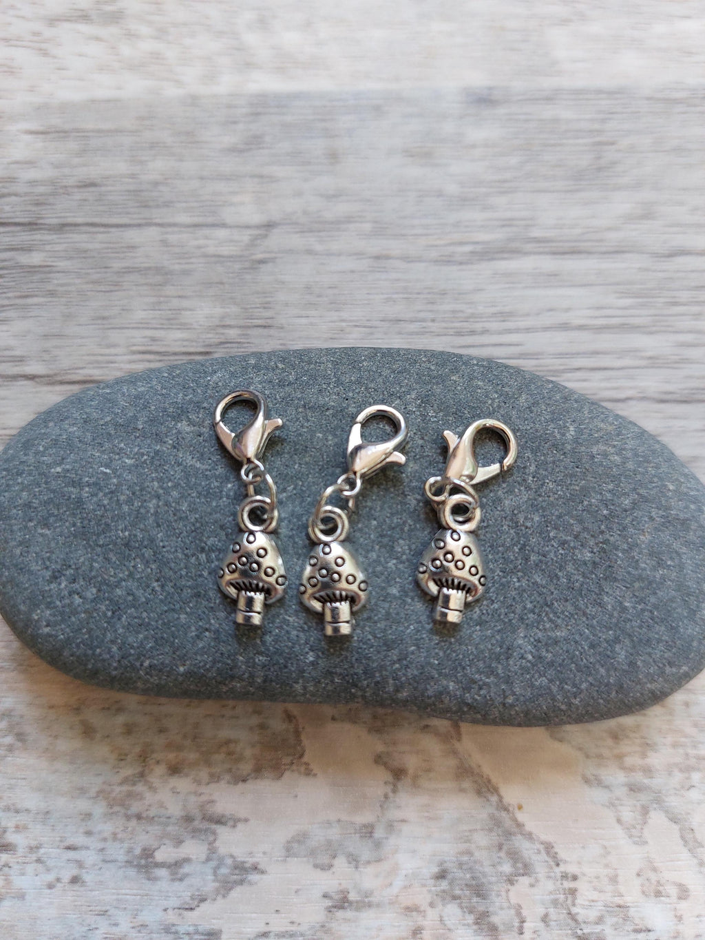 Collection of 3 Mini Mushroom Toadstool Stitch Markers for Knitting & Crochet | Woodland Project Keeper Set | Knitting Notions