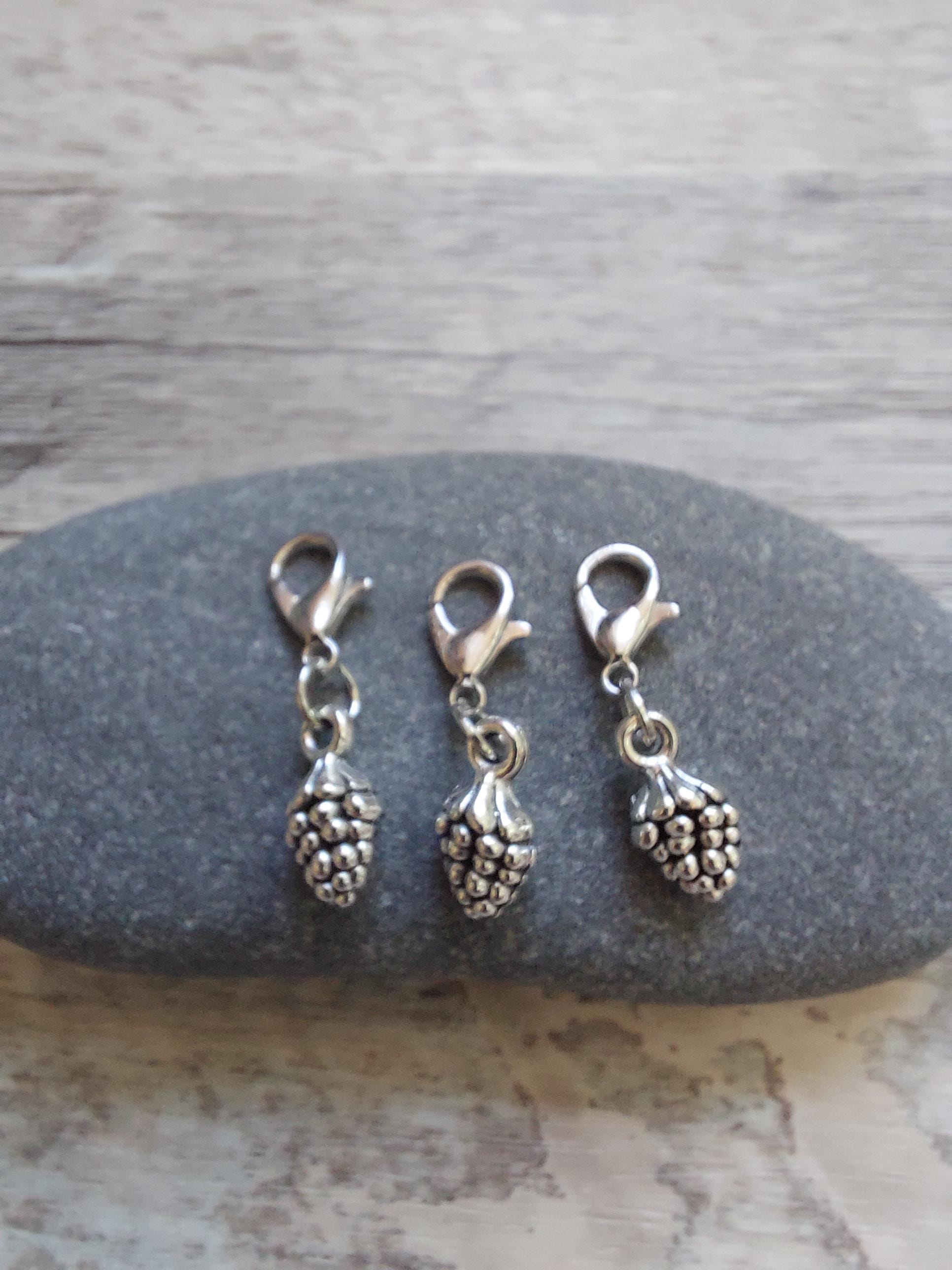 Collection of 3 Mini Pine Cone Stitch Markers for Knitting & Crochet | Woodland Project Keeper Set | Knitting Notions | Yarn Accessories