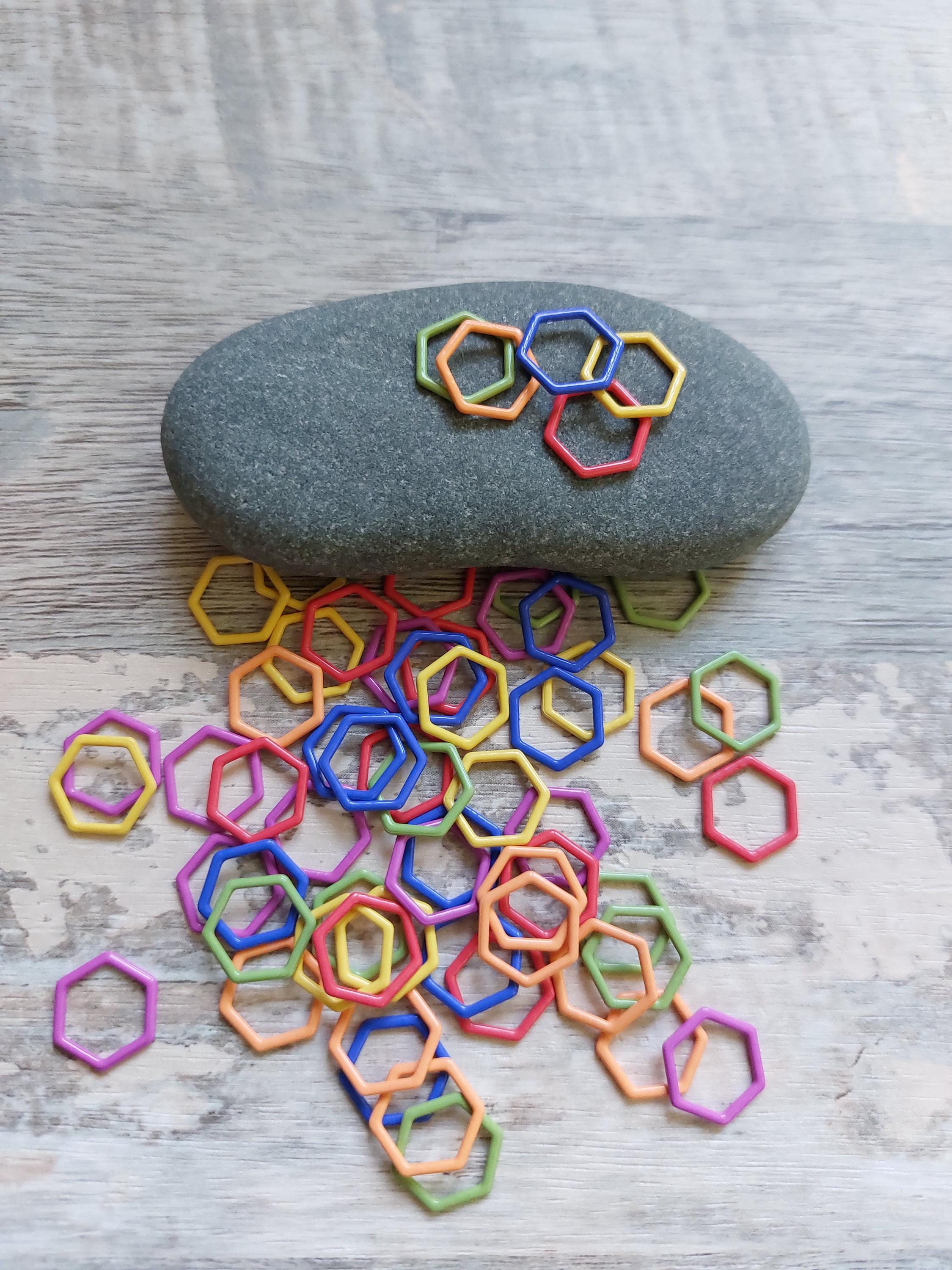 Collection of 5 Metal Hexagon Stitch Markers