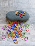 Collection of 5 Metal Hexagon Stitch Markers for Knitting & Crochet | Random Colours | Geometric Yarn Lover Gift