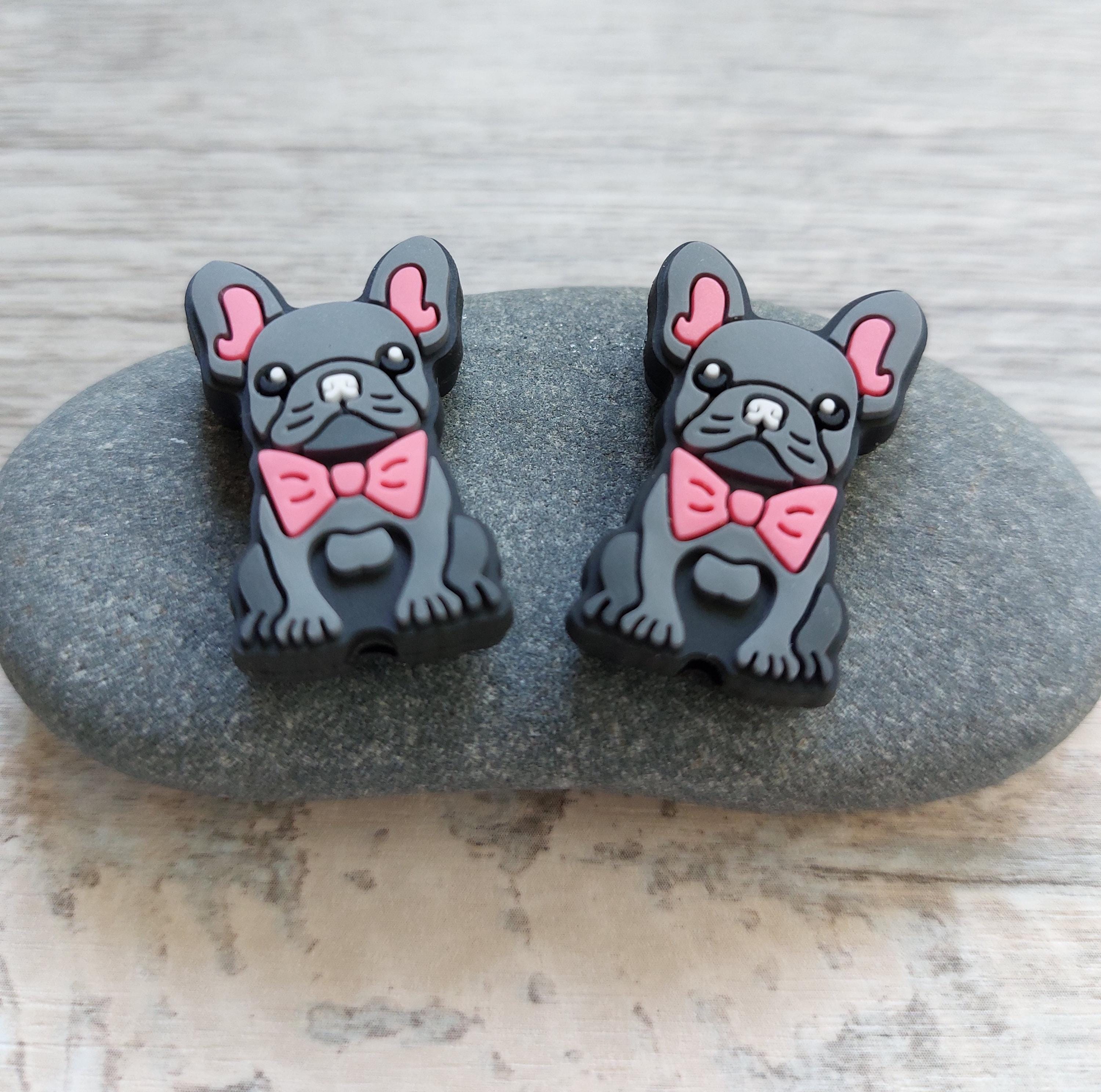 Grey French Bulldog with Pink Bow Tie Stitch Stoppers
