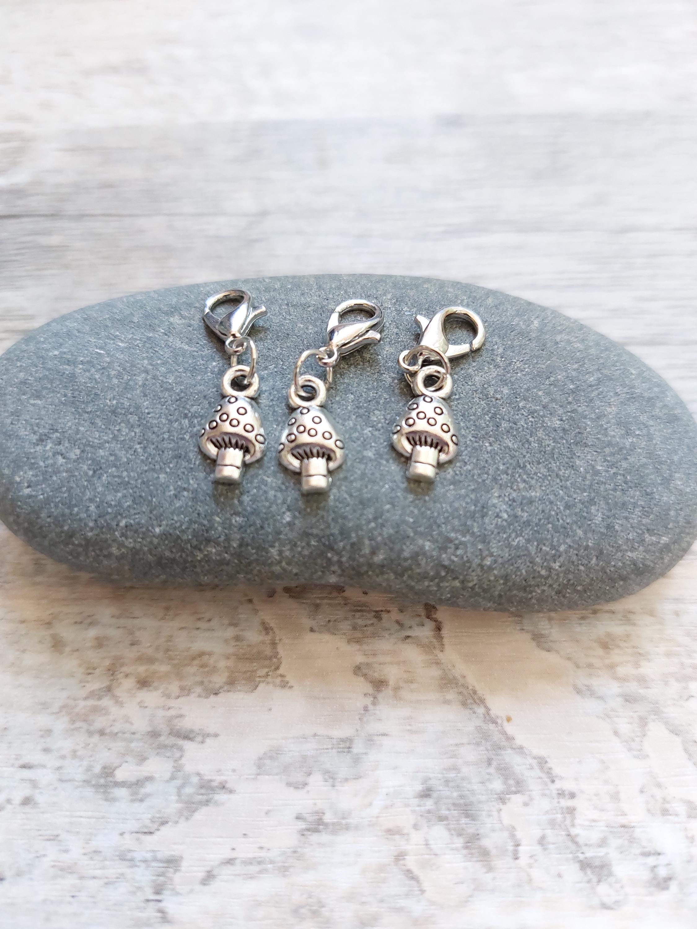 Collection of 3 Mini Mushroom Toadstool Stitch Markers for Knitting & Crochet | Woodland Project Keeper Set | Knitting Notions