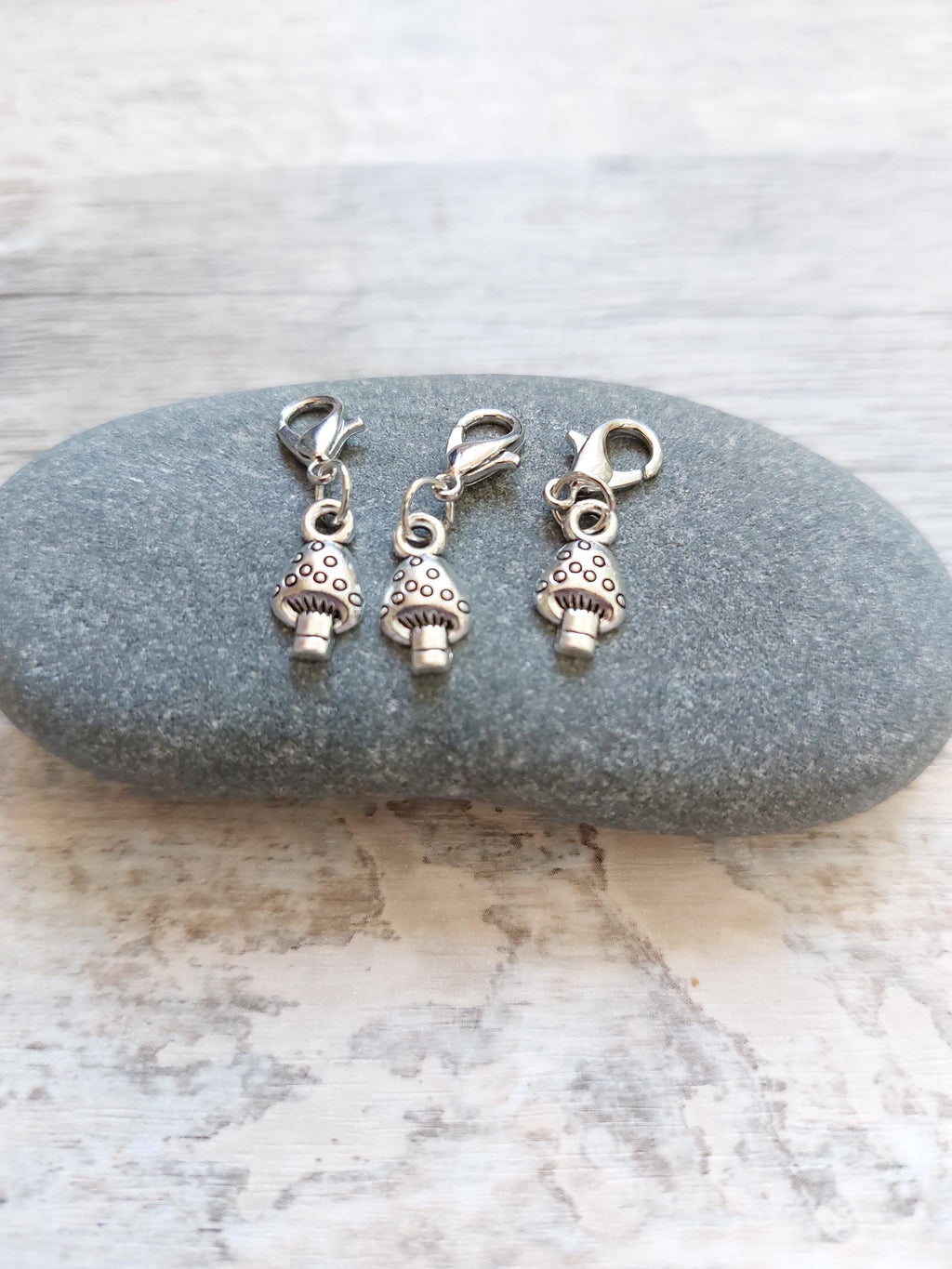 Collection of 3 Mini Mushroom Toadstool Stitch Markers for Knitting & Crochet | Woodland Project Keeper Set | Knitting Notions