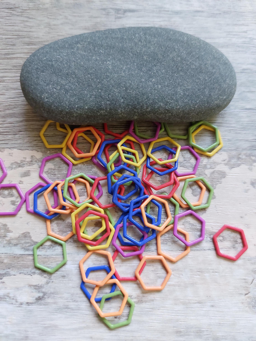 Collection of 5 Metal Hexagon Stitch Markers