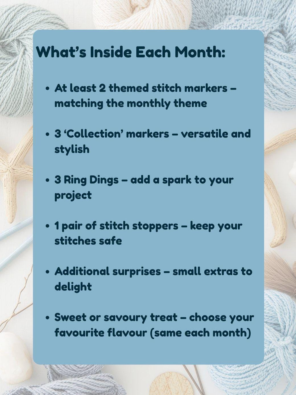 Limited Edition 12 Month Stitch Marker Subscription Box Knitting or Crochet Gift Box