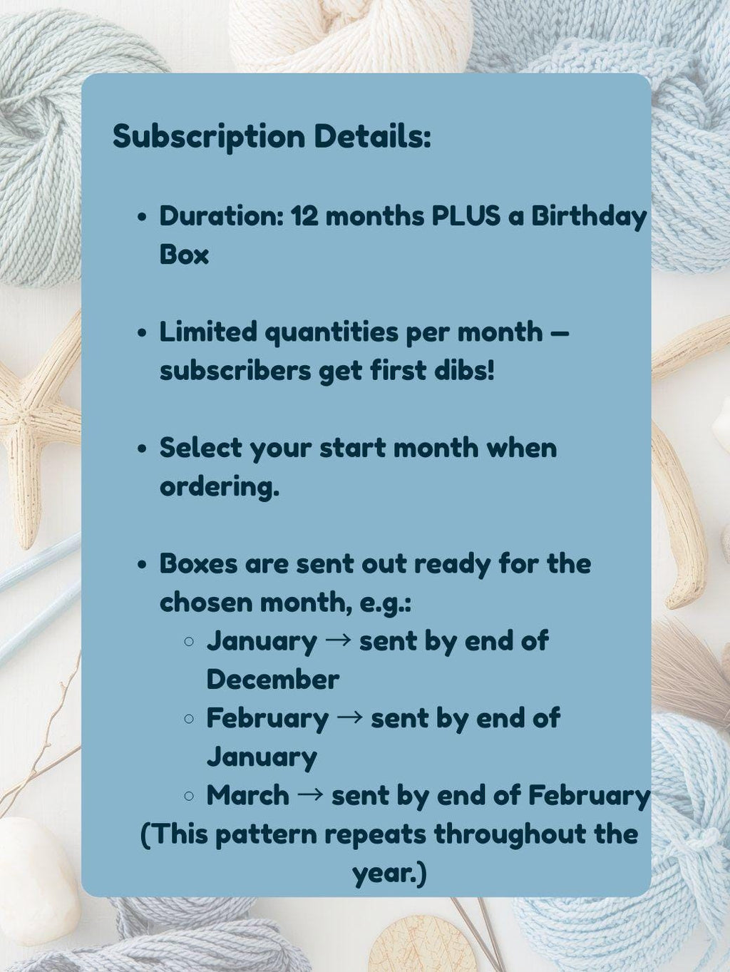 Limited Edition 12 Month Stitch Marker Subscription Box Knitting or Crochet Gift Box
