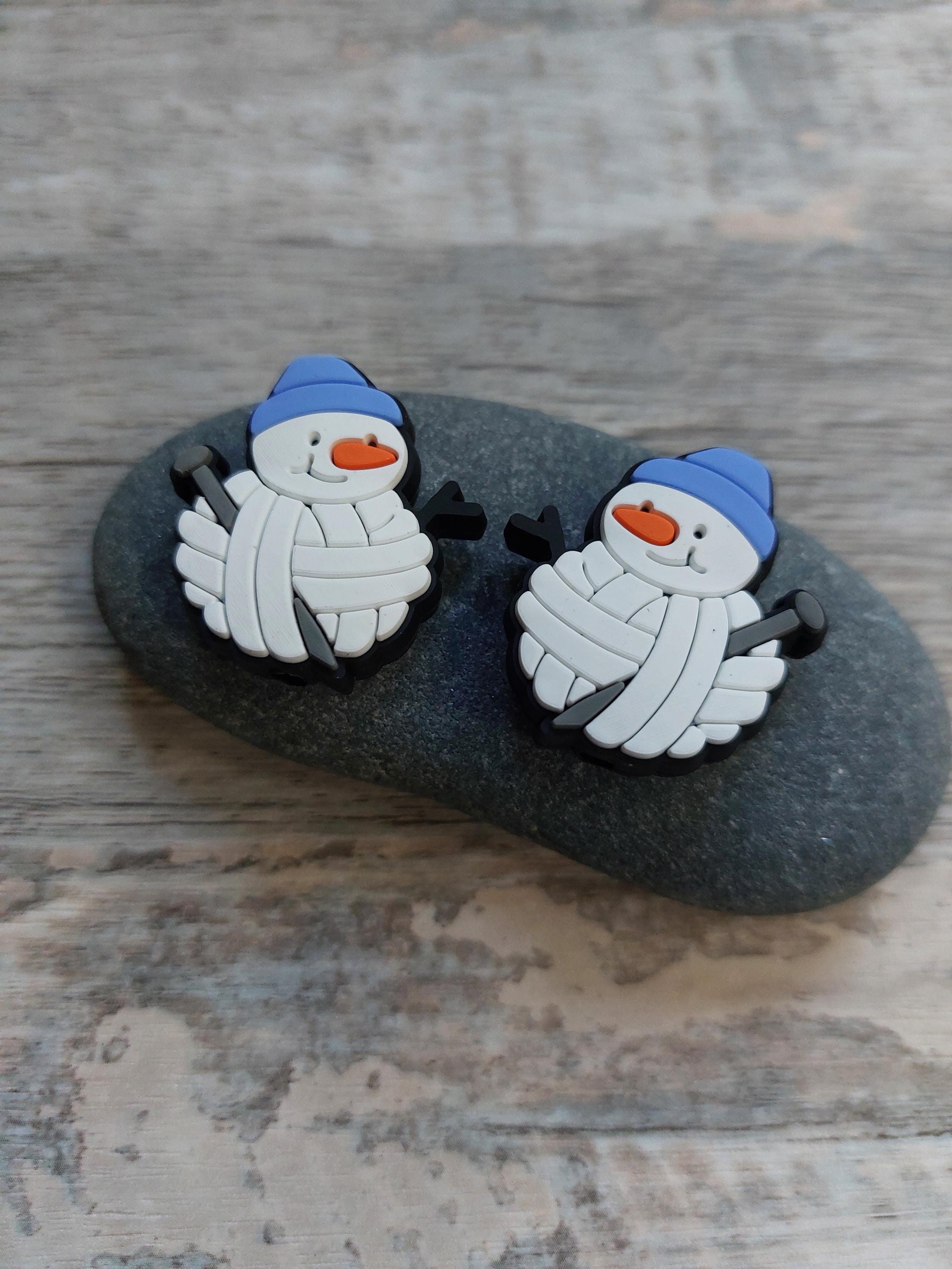 Pair of Stitchy Snowmen Stitch Stoppers – Christmas Needle Stoppers – Silicone – Knitting Notions – Point Protectors – Pack of 2