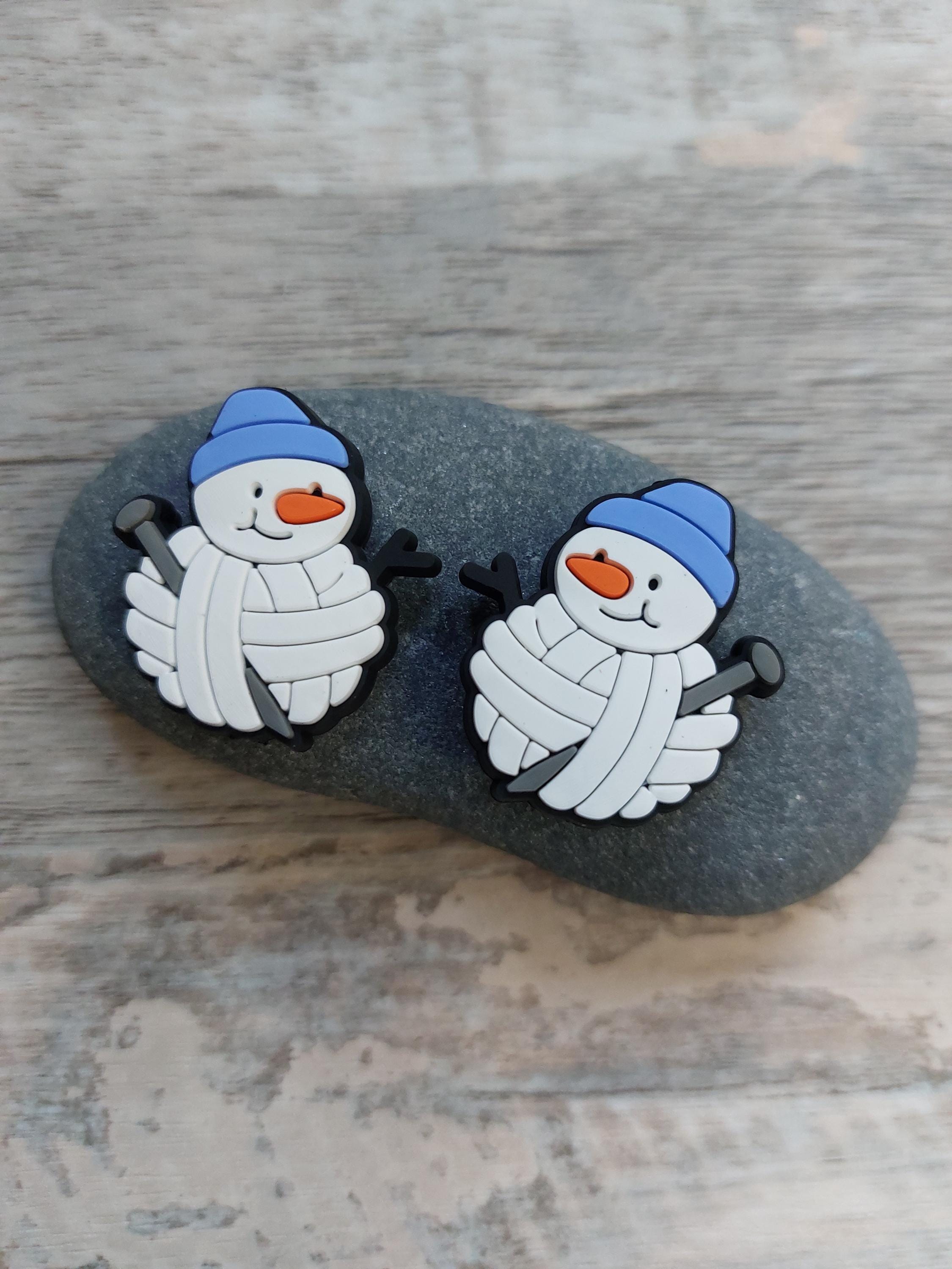 Pair of Stitchy Snowmen Stitch Stoppers – Christmas Needle Stoppers – Silicone – Knitting Notions – Point Protectors – Pack of 2
