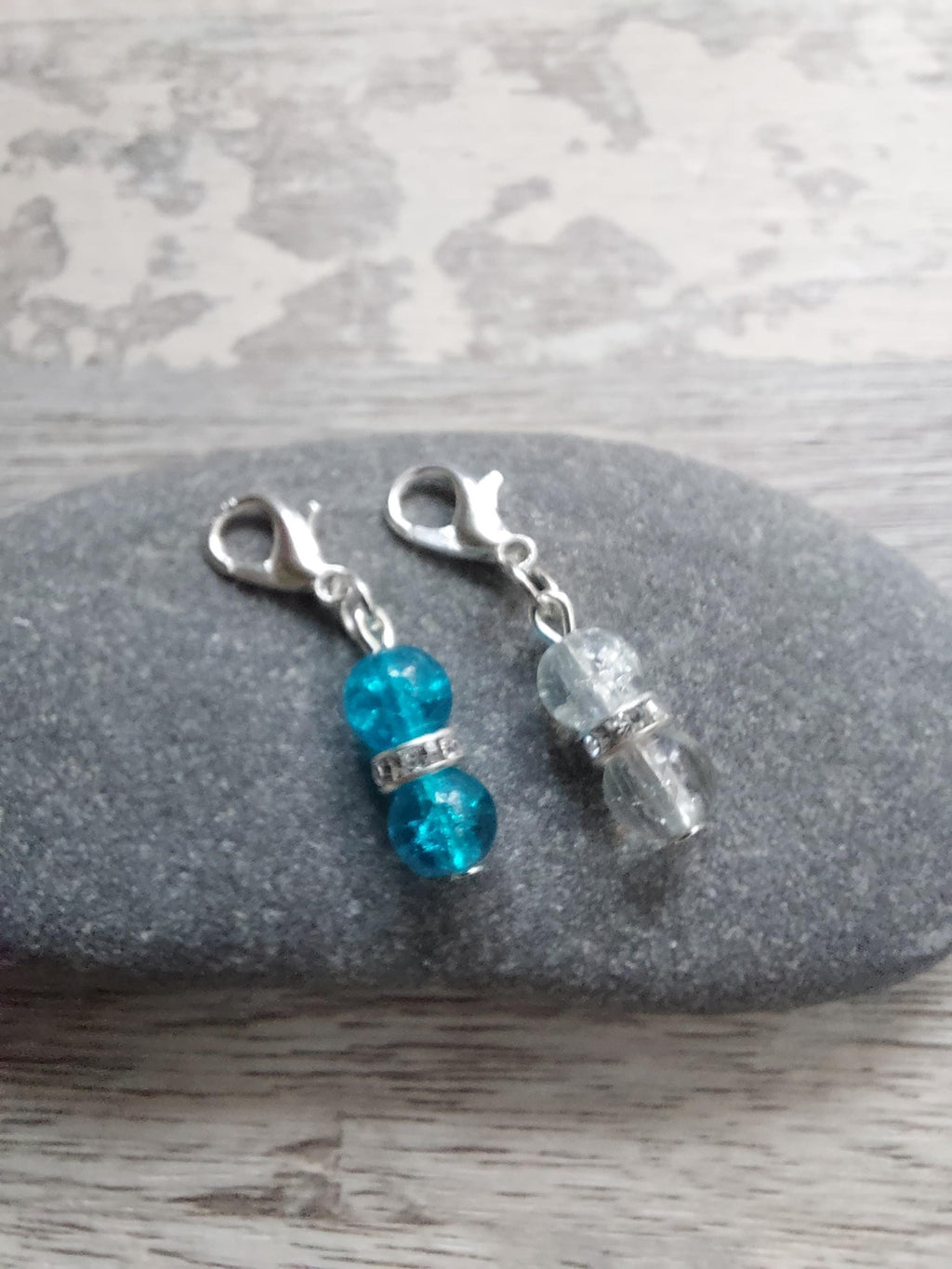 Pair of Tiny Glass Yarn Ball Stitch Markers