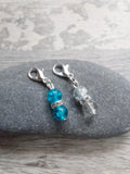 Pair of Tiny Glass Yarn Ball Stitch Markers – 2 Handmade Coloured Yarn Ball Charms – Knitting & Crochet - Gift for Knitters and Crocheters