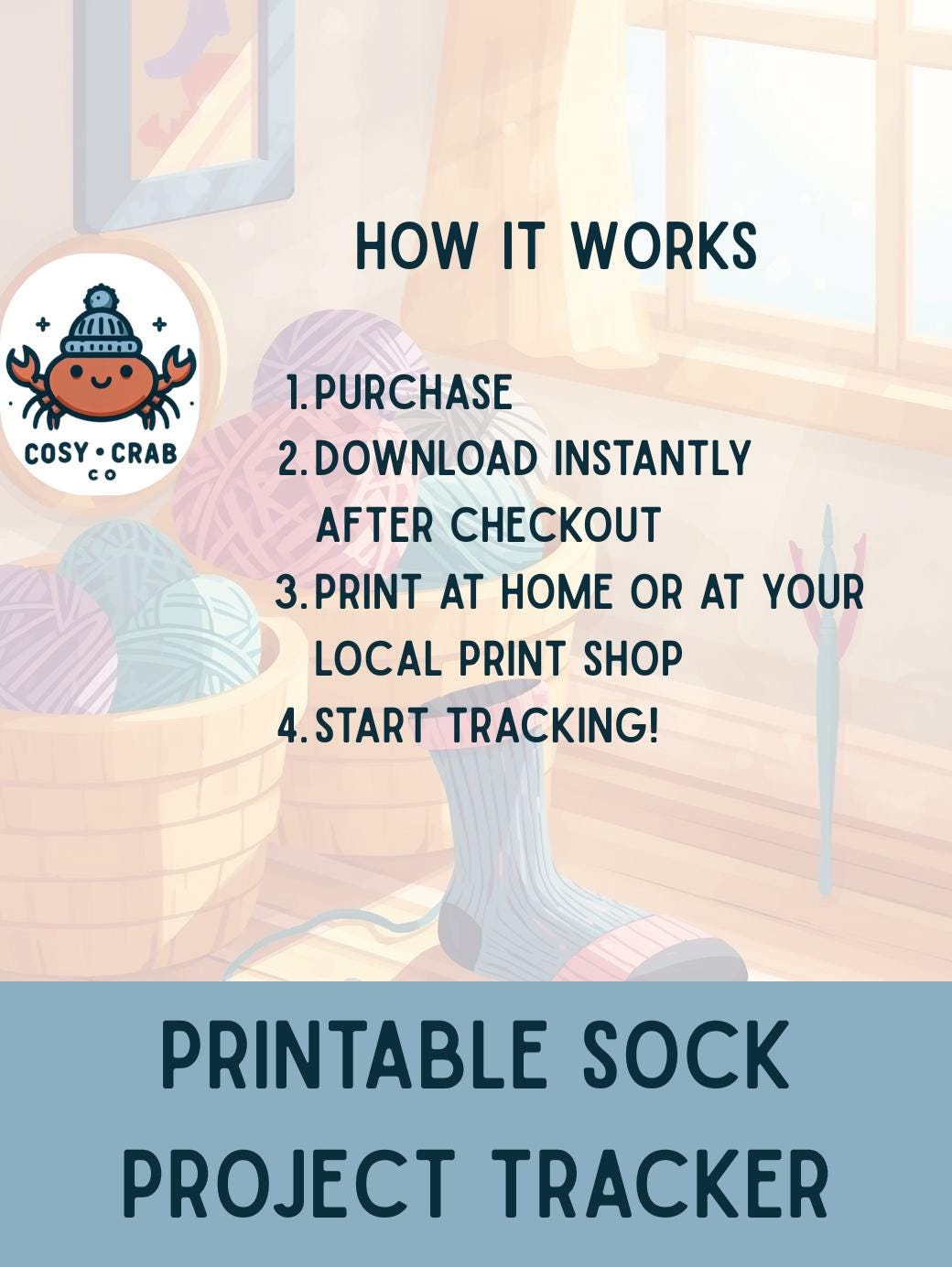 Printable Sock Knitting / Crochet Tracker | Digital Download |