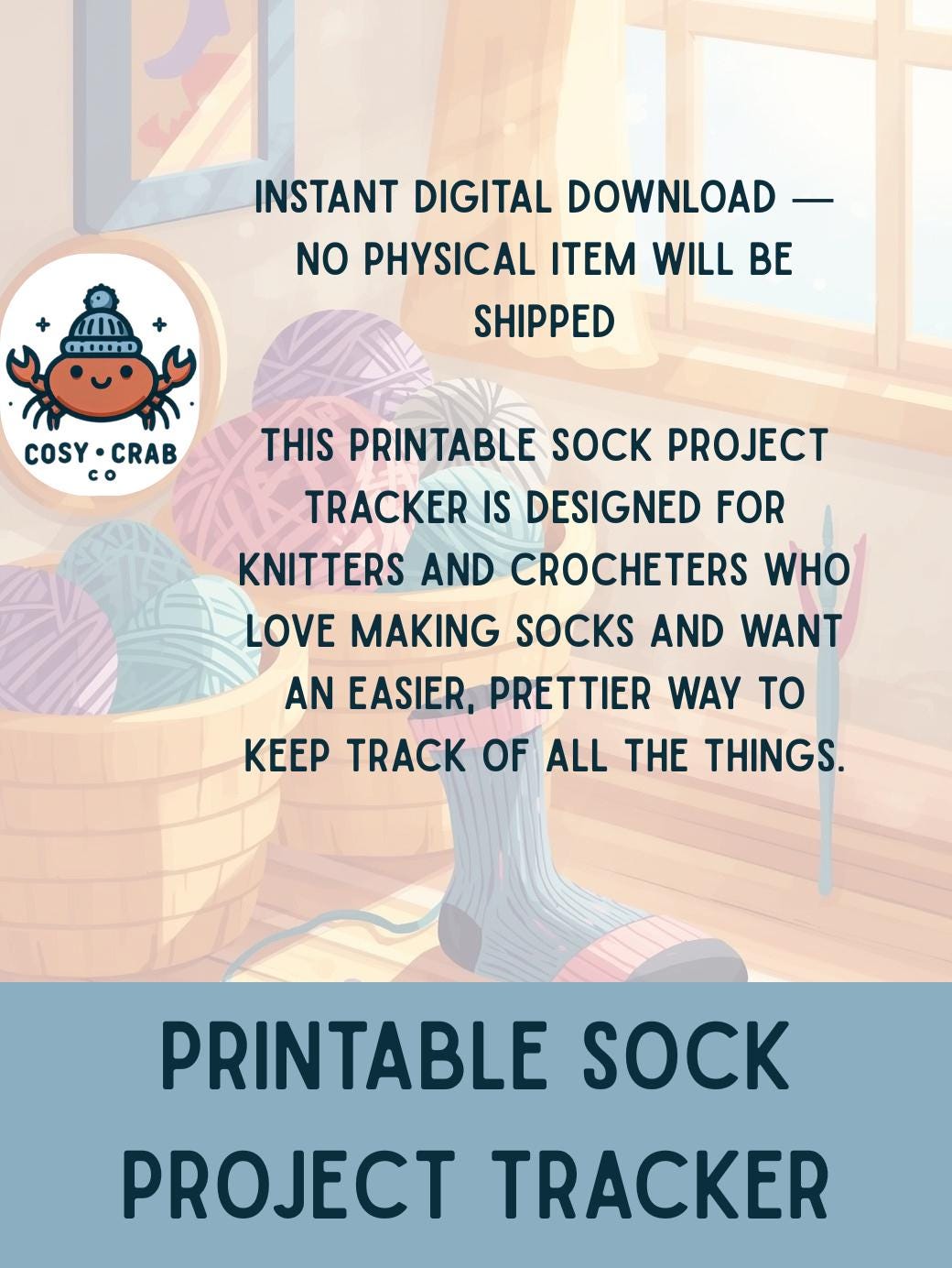 Printable Sock Knitting / Crochet Tracker | Digital Download |