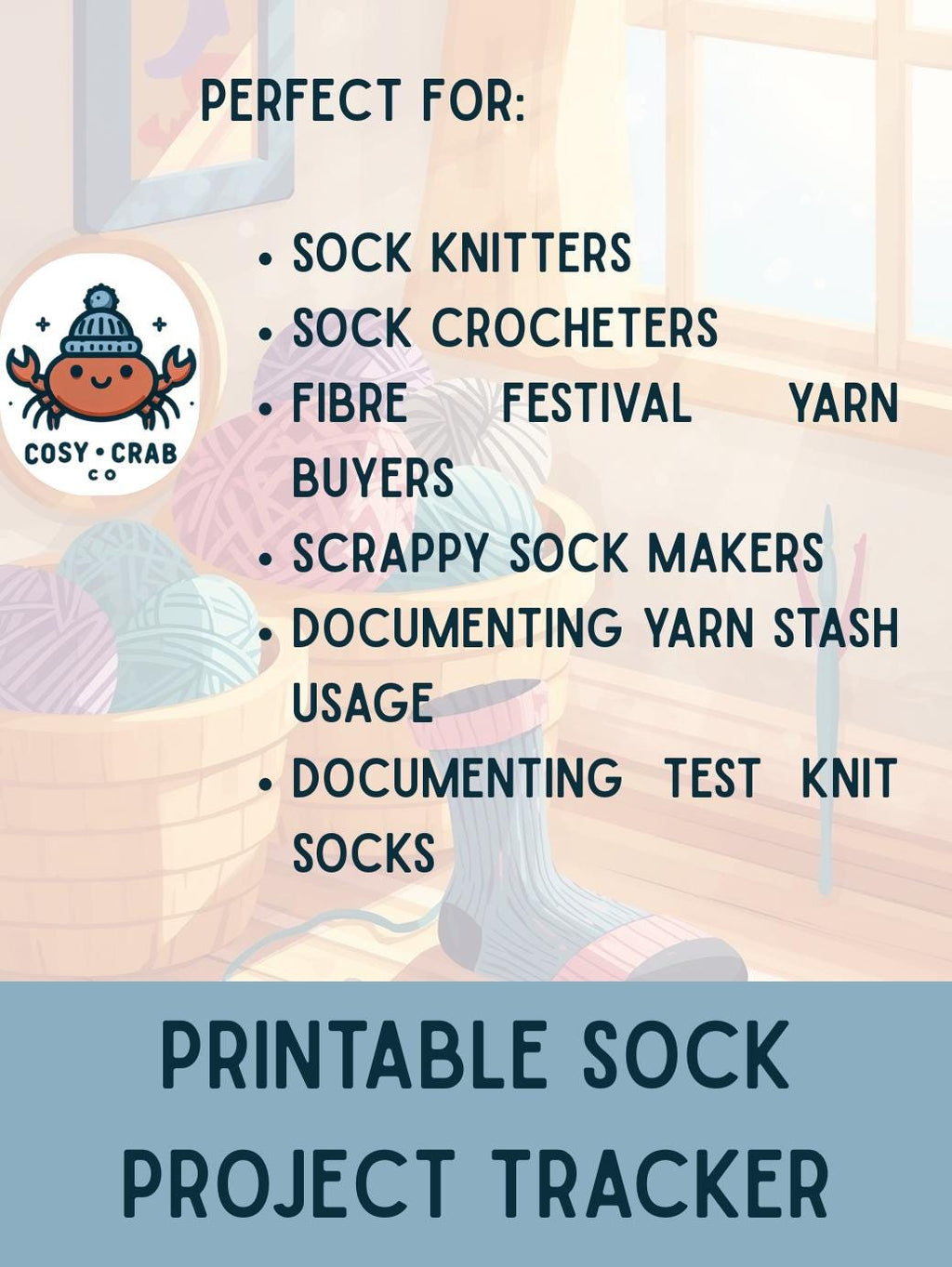 Printable Sock Knitting / Crochet Tracker | Digital Download |