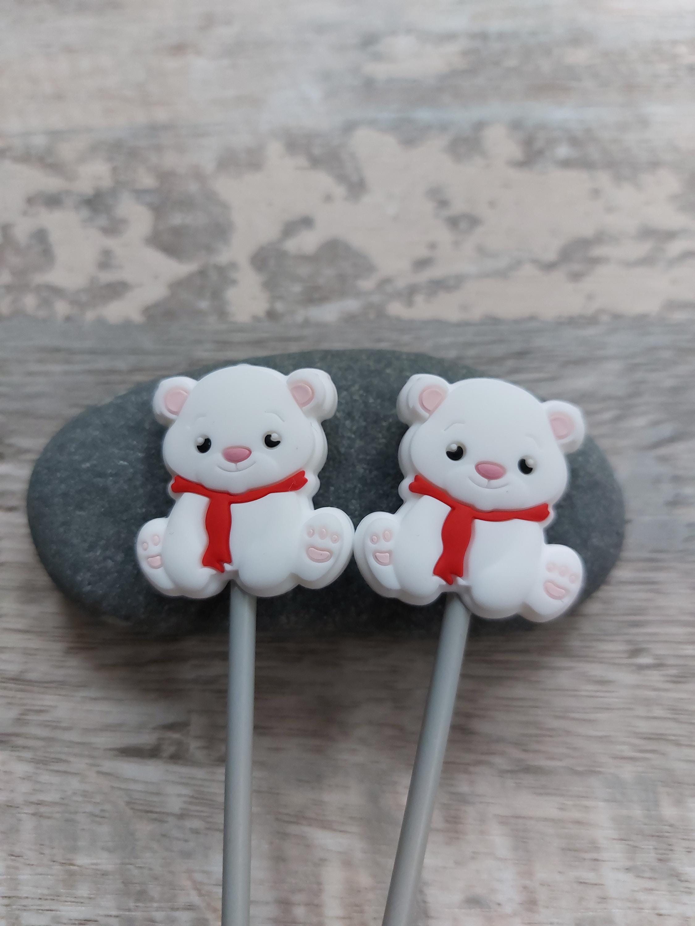 Pair of Cute Polar Bear Stitch Stoppers