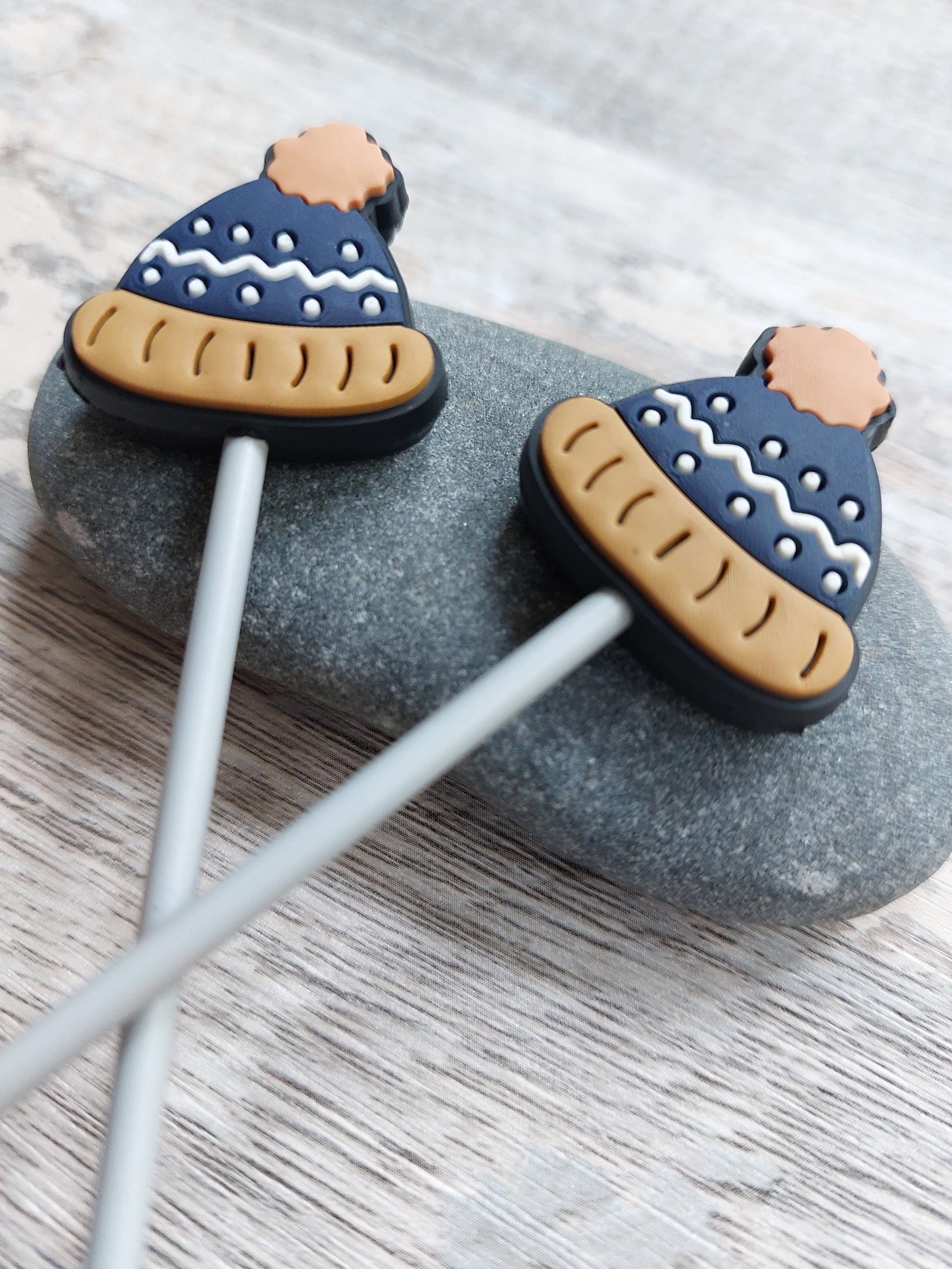 Pair of Blue Bobble Hat Stitch Stoppers
