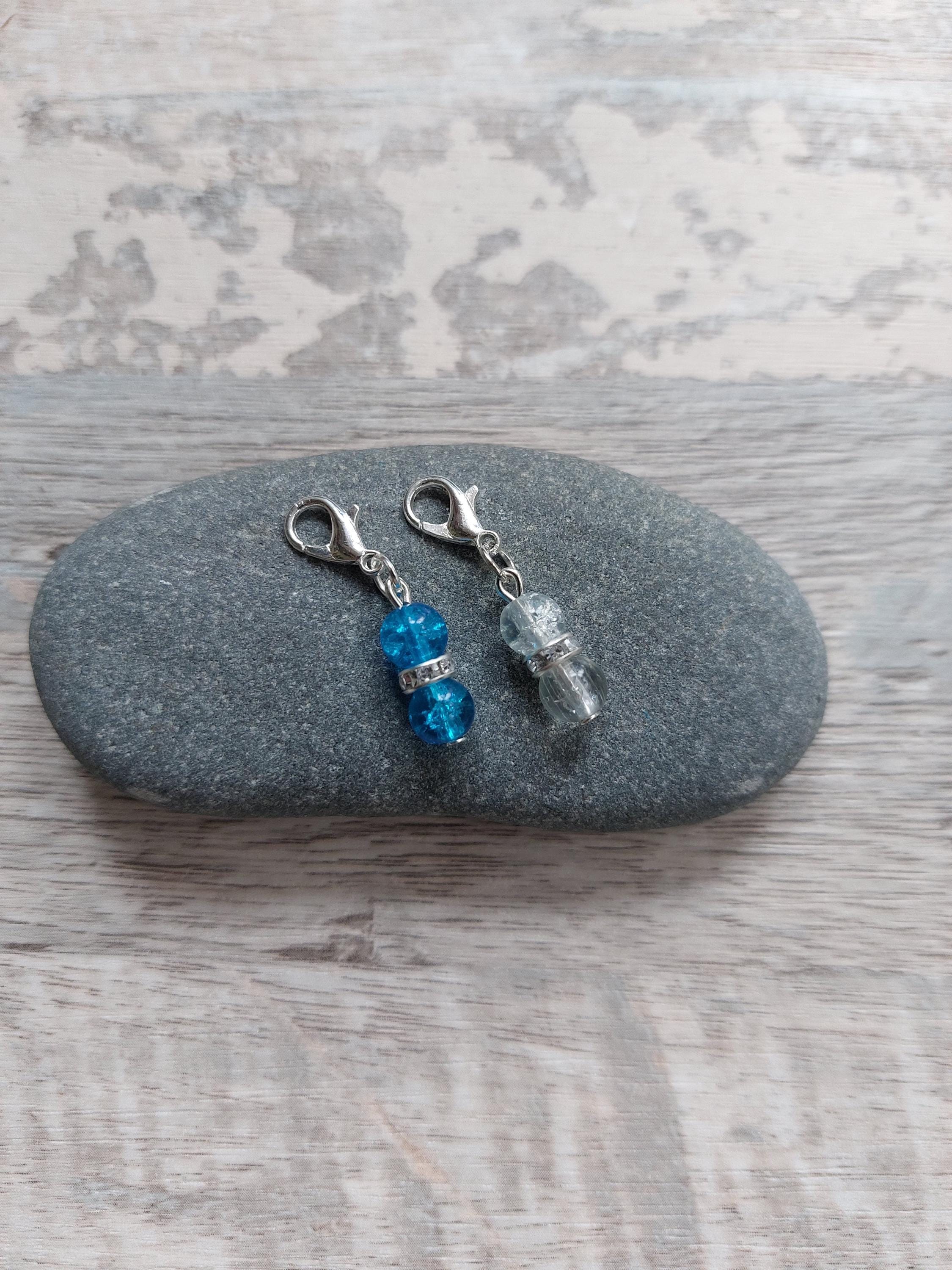 Pair of Tiny Glass Yarn Ball Stitch Markers – 2 Handmade Coloured Yarn Ball Charms – Knitting & Crochet - Gift for Knitters and Crocheters