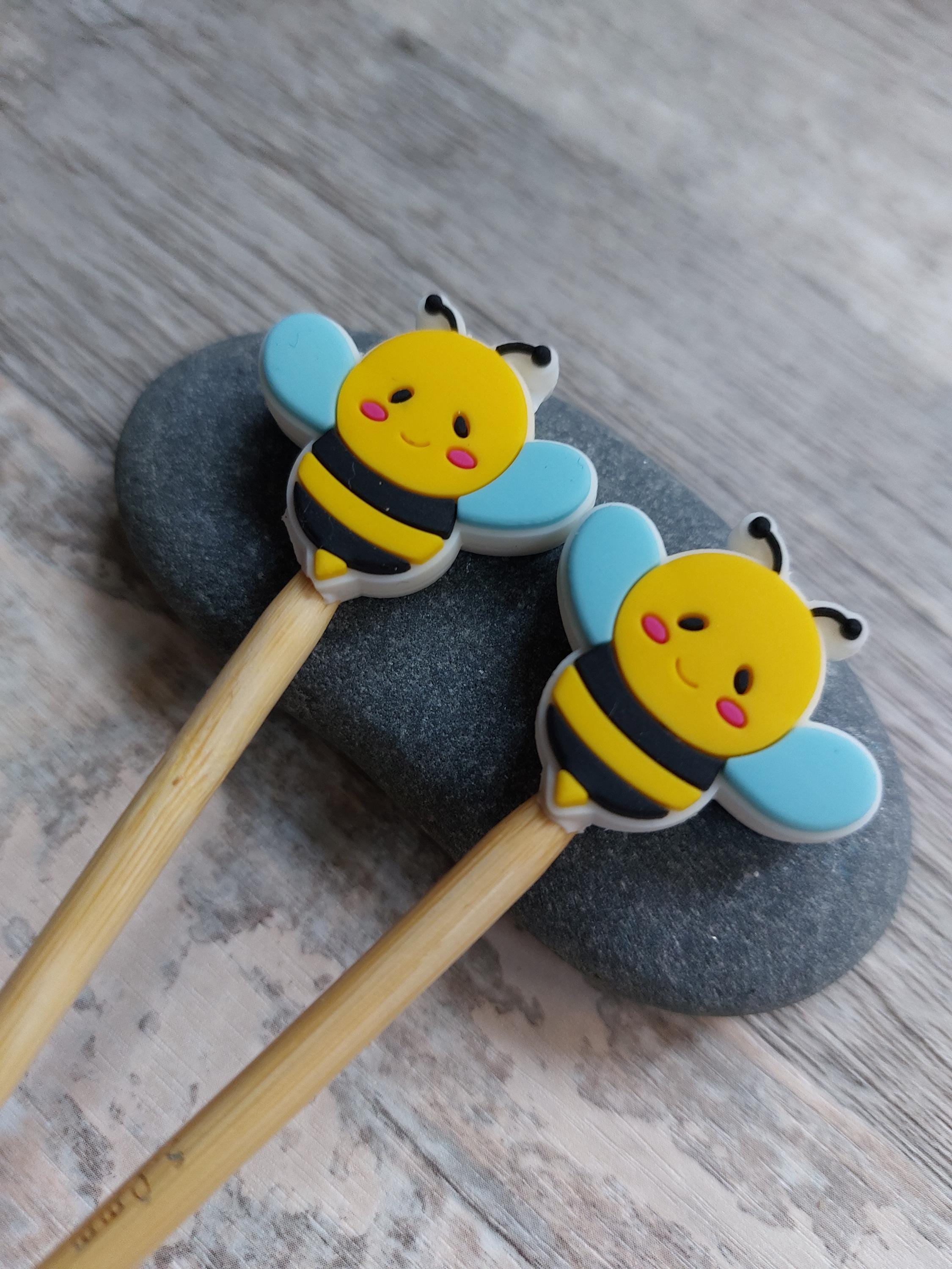 Bumble Bee Stitch Stoppers – Cute Needle Protectors – Silicone – Knitting Notions – Yarn Accessories – Point Protectors
