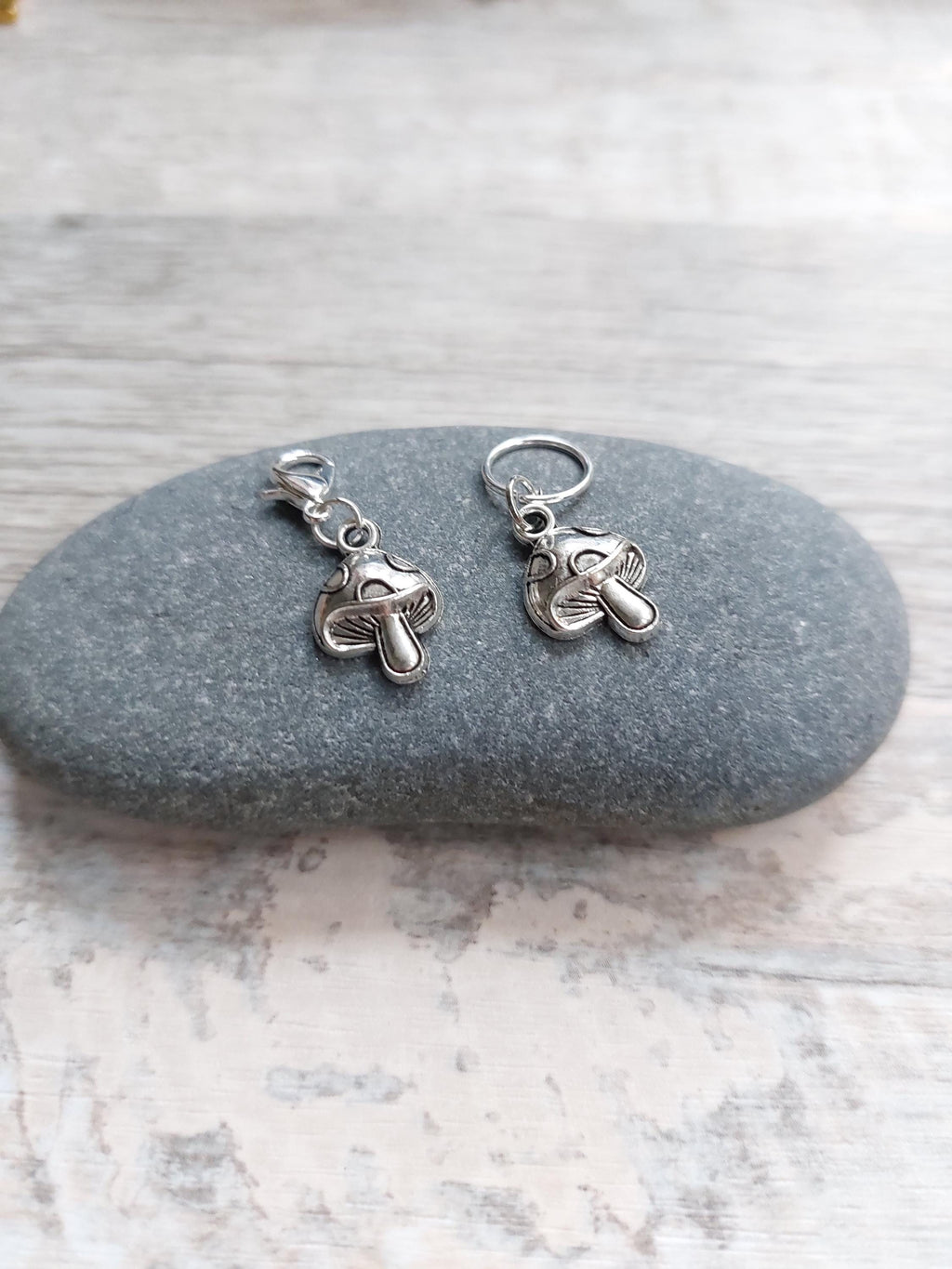 Silver Toadstool Stitch Marker | Magical Knitting & Crochet Accessory | Tiny Yarn Project Keeper