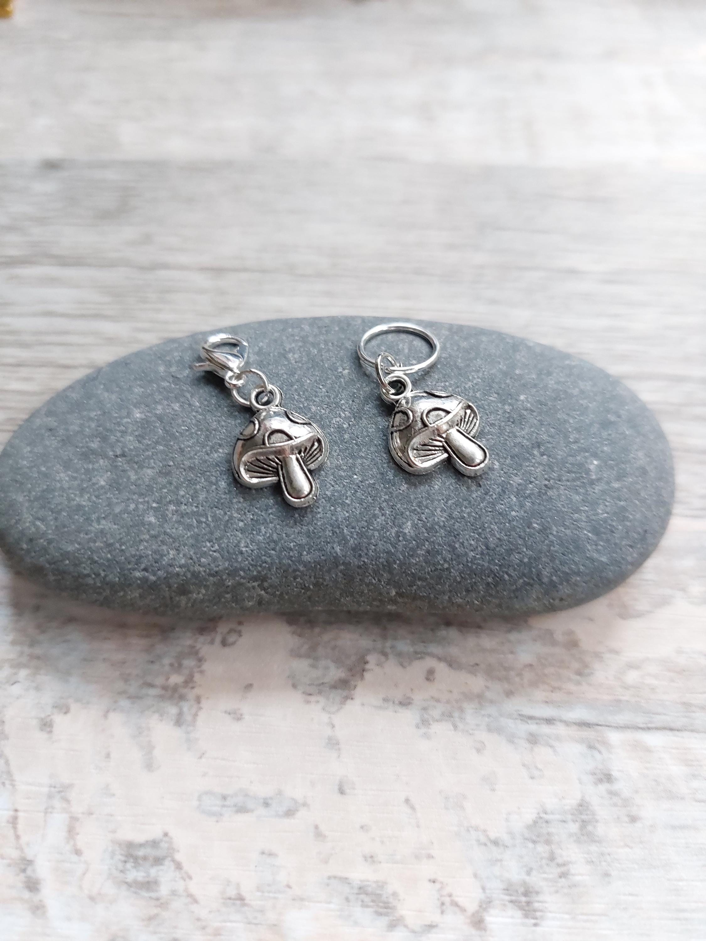 Silver Toadstool Stitch Marker | Magical Knitting & Crochet Accessory | Tiny Yarn Project Keeper