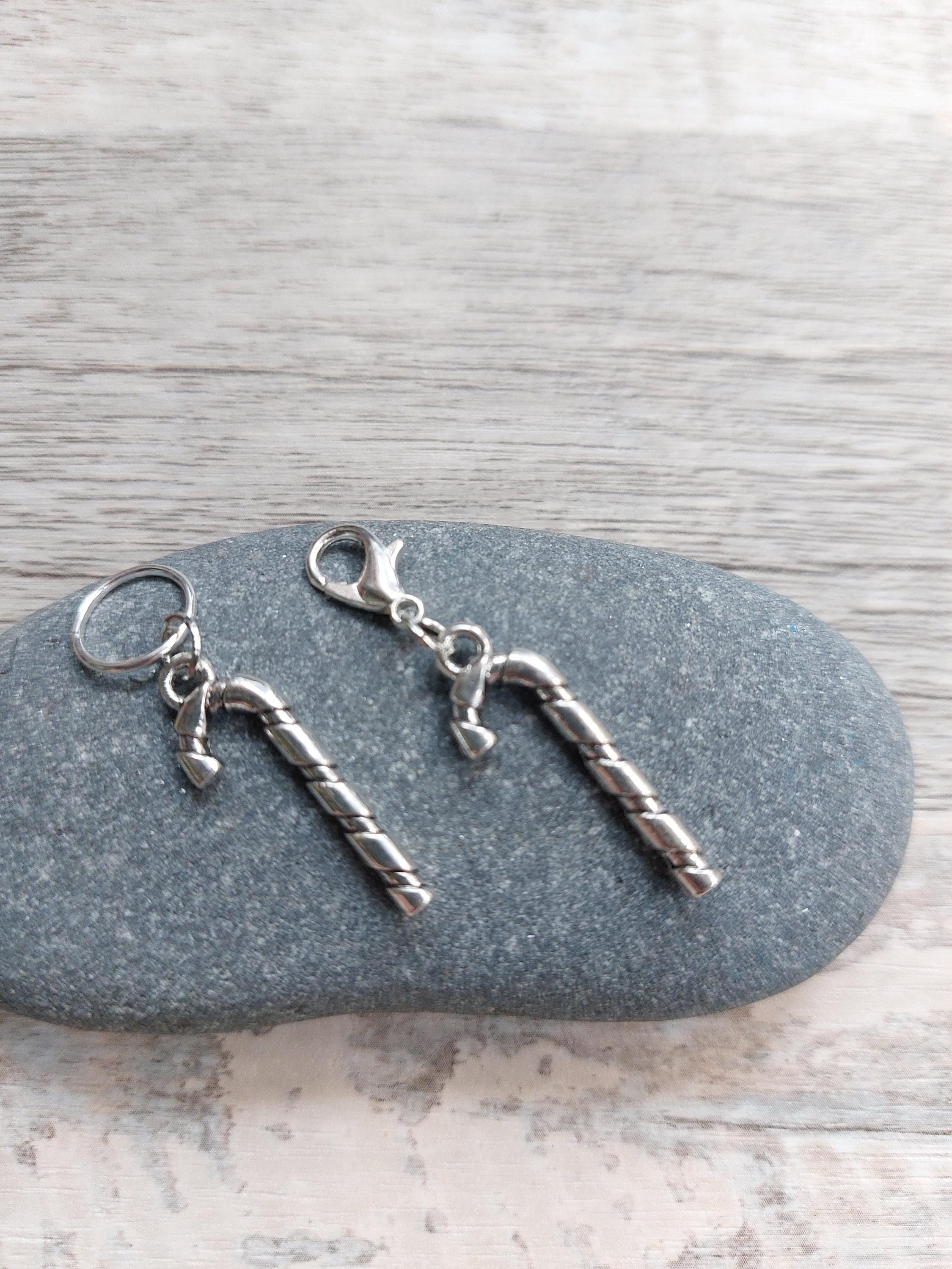 Silver Candy Cane Stitch Marker