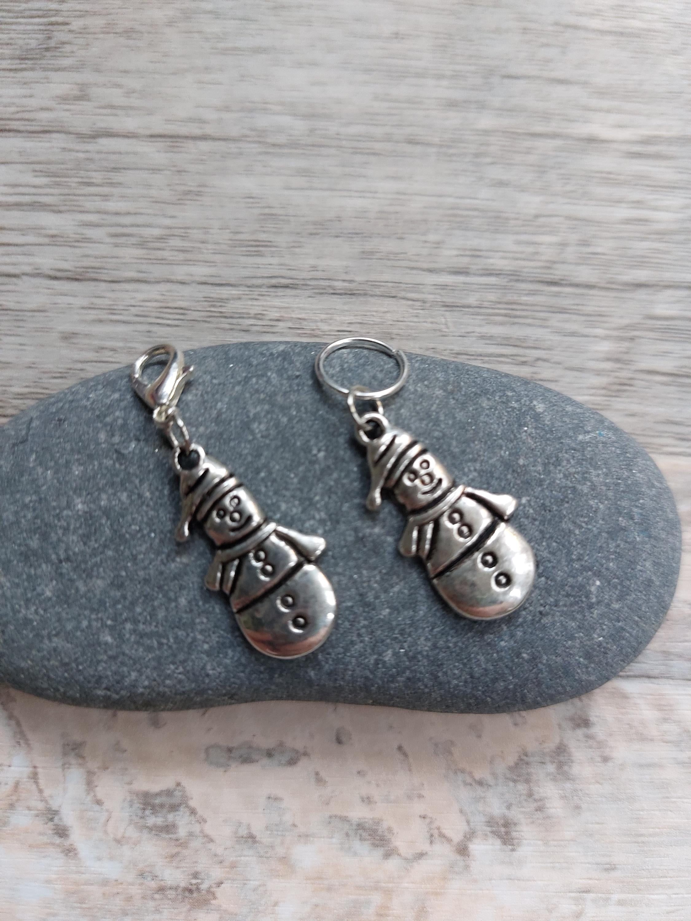Silver Snowman Stitch Marker
