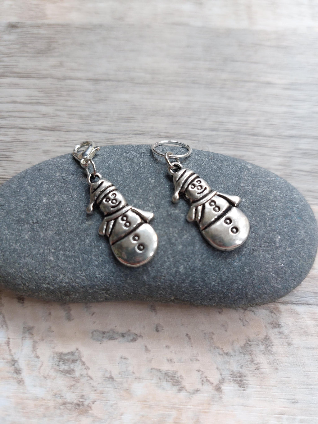 Silver Snowman Stitch Marker