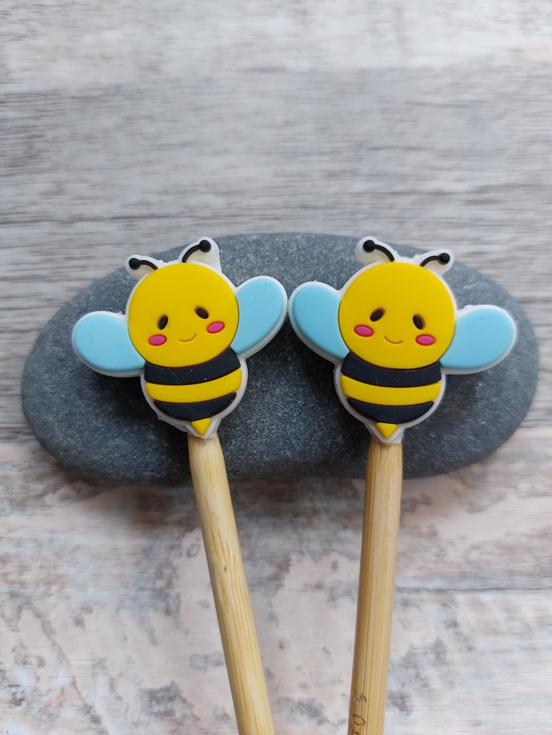 Bumble Bee Stitch Stoppers – Cute Needle Protectors – Silicone – Knitting Notions – Yarn Accessories – Point Protectors