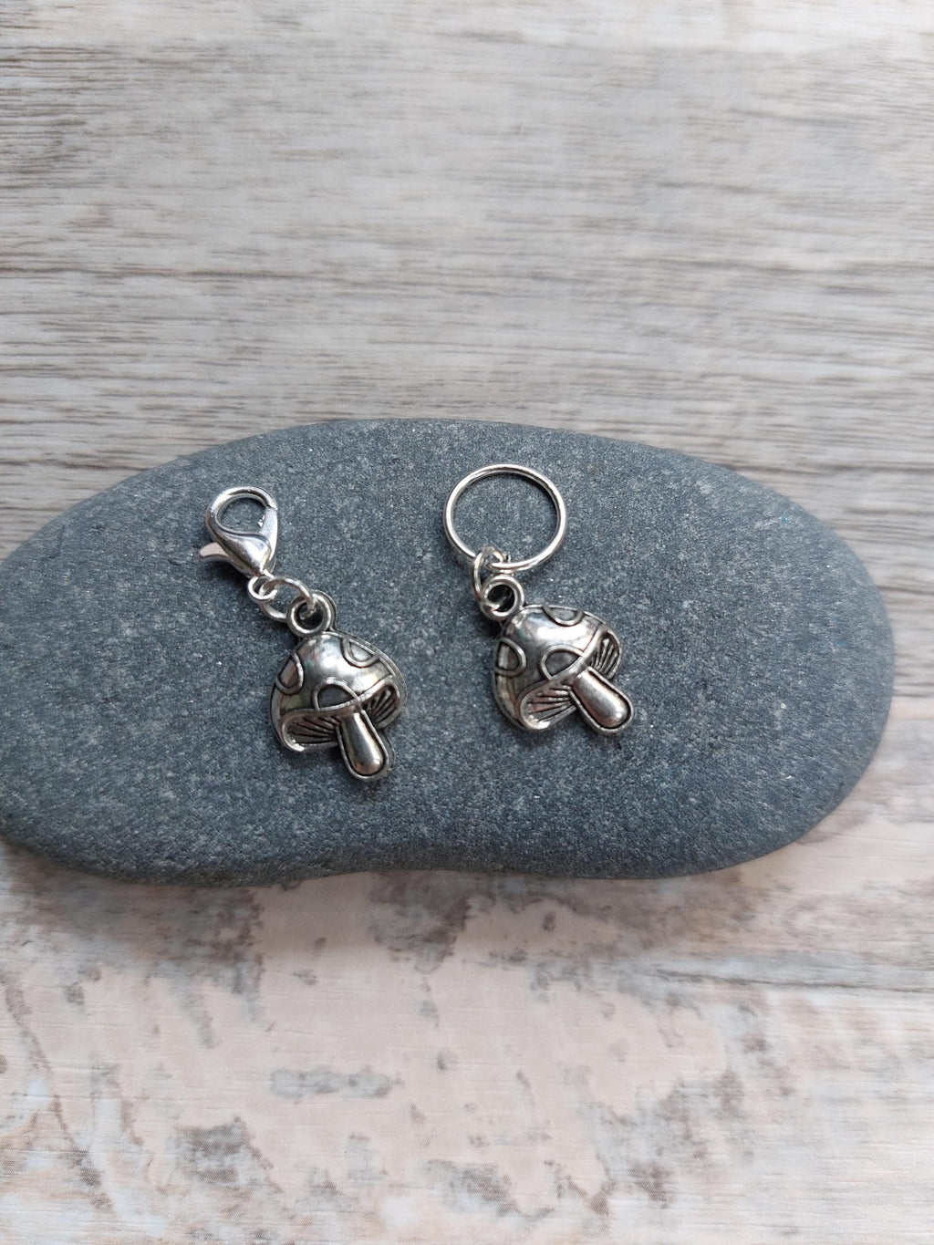Silver Toadstool Stitch Marker | Magical Knitting & Crochet Accessory | Tiny Yarn Project Keeper