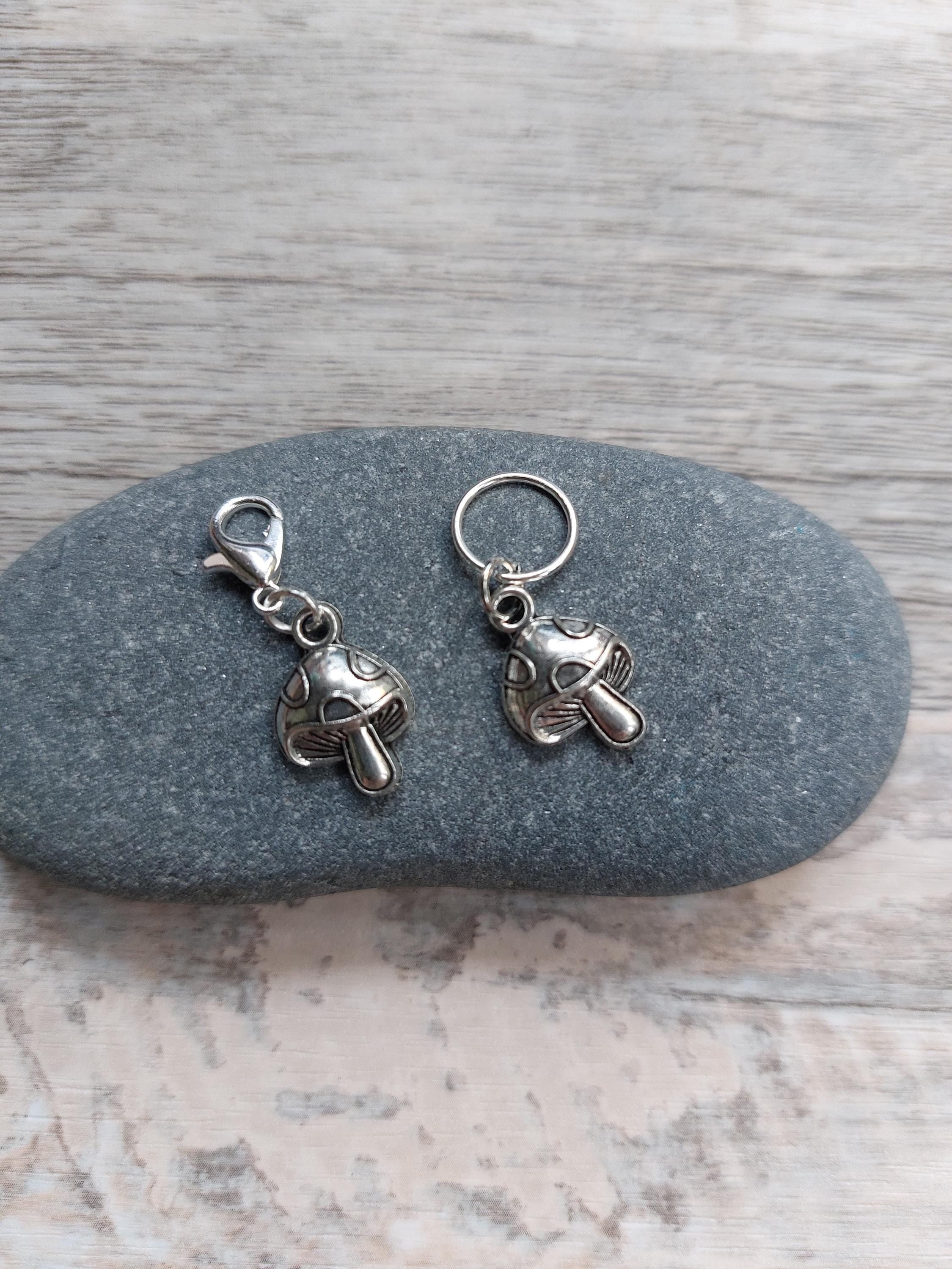 Silver Toadstool Stitch Marker | Magical Knitting & Crochet Accessory | Tiny Yarn Project Keeper