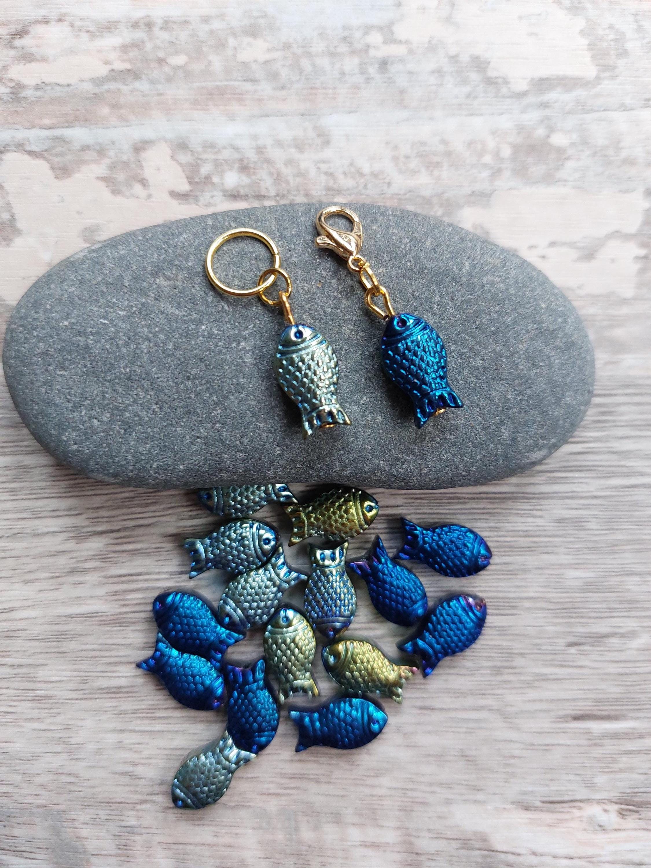 Tiny Fish Stitch Marker | Cute Knitting & Crochet Accessory | Blue, Green or Turquoise Yarn Project Keeper