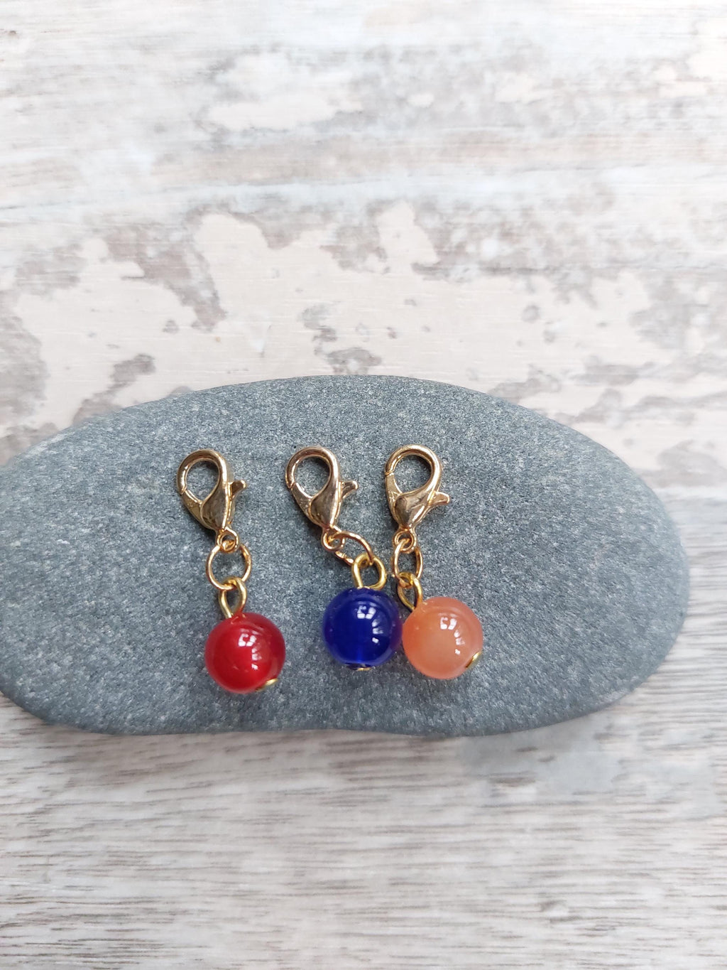 Collection of 3 Coloured Glass Buoy Stitch Markers