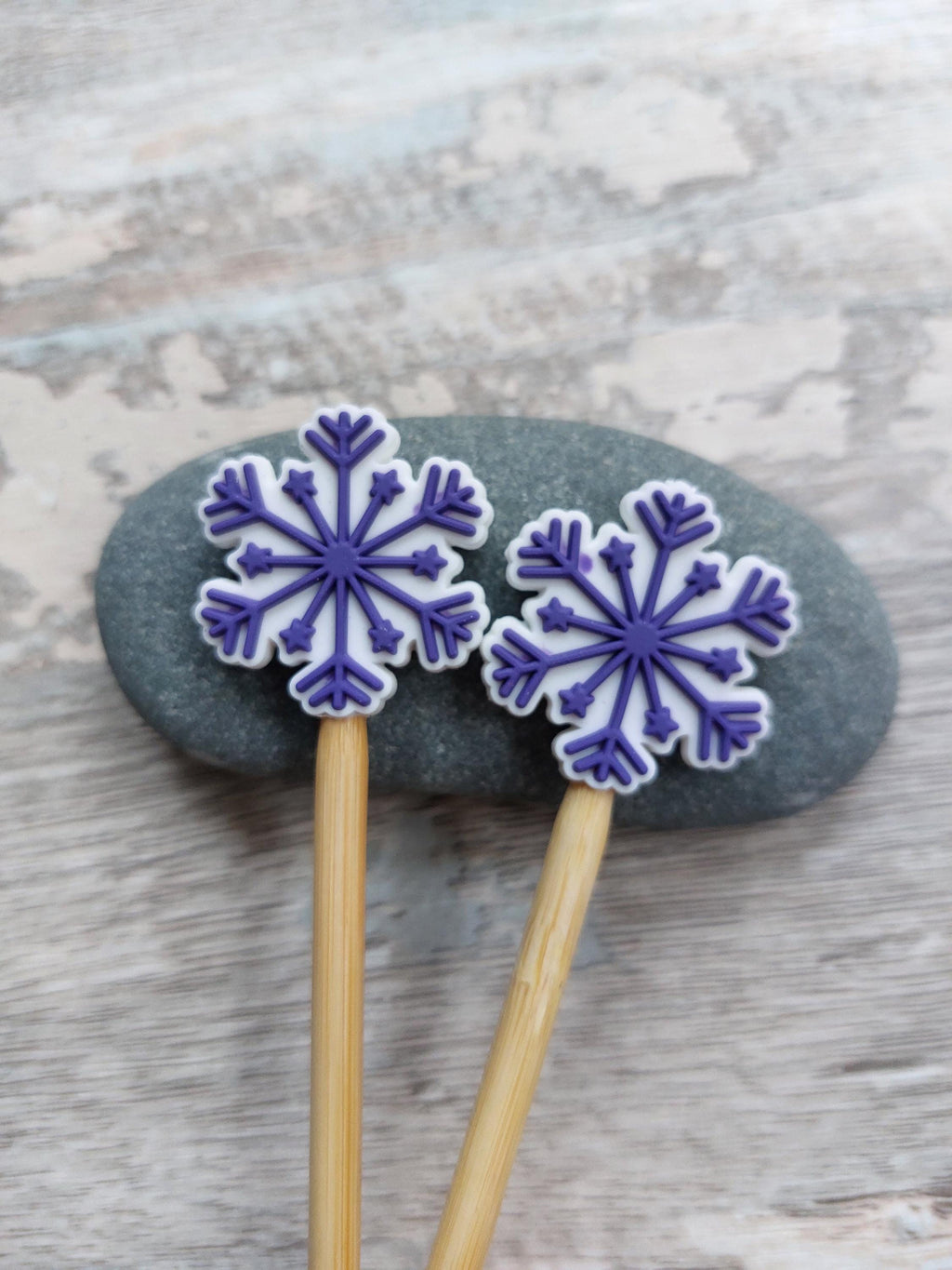 Purple & White Snowflake Stitch Stoppers
