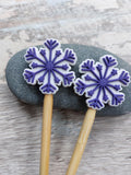 Purple & White Snowflake Stitch Stoppers