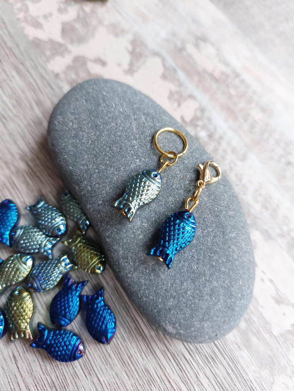 Tiny Fish Stitch Marker | Cute Knitting & Crochet Accessory | Blue, Green or Turquoise Yarn Project Keeper